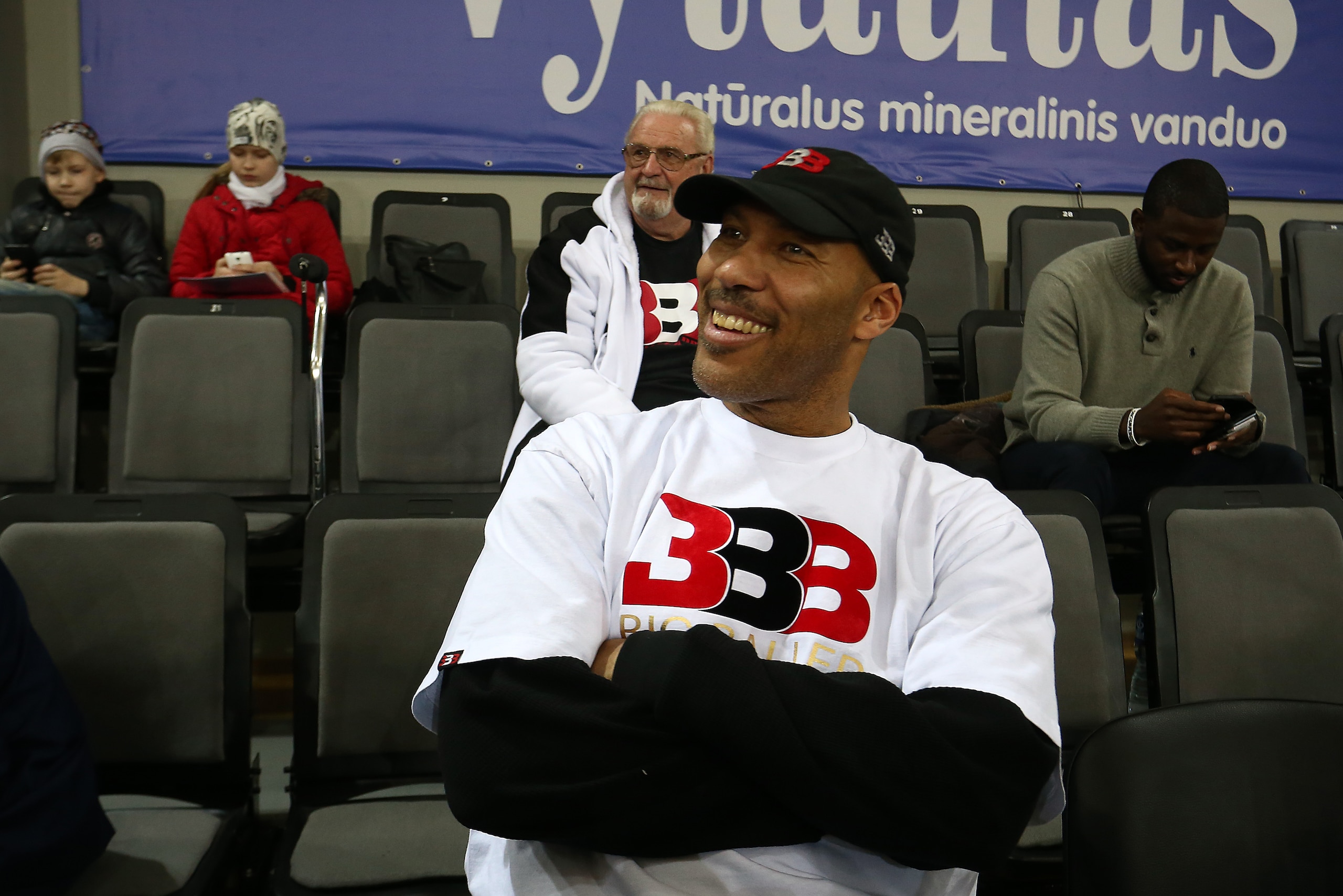 PRIENAI, LITHUANIA - JANUARY 05:  LaVar Ball, father of LaMelo and LiAngelo Ball looks on during their first training session with Lithuania Basketball team Vytautas Prienai on January 5, 2018 in Prienai, Lithuania. (Photo by Alius Koroliovas/Getty Images