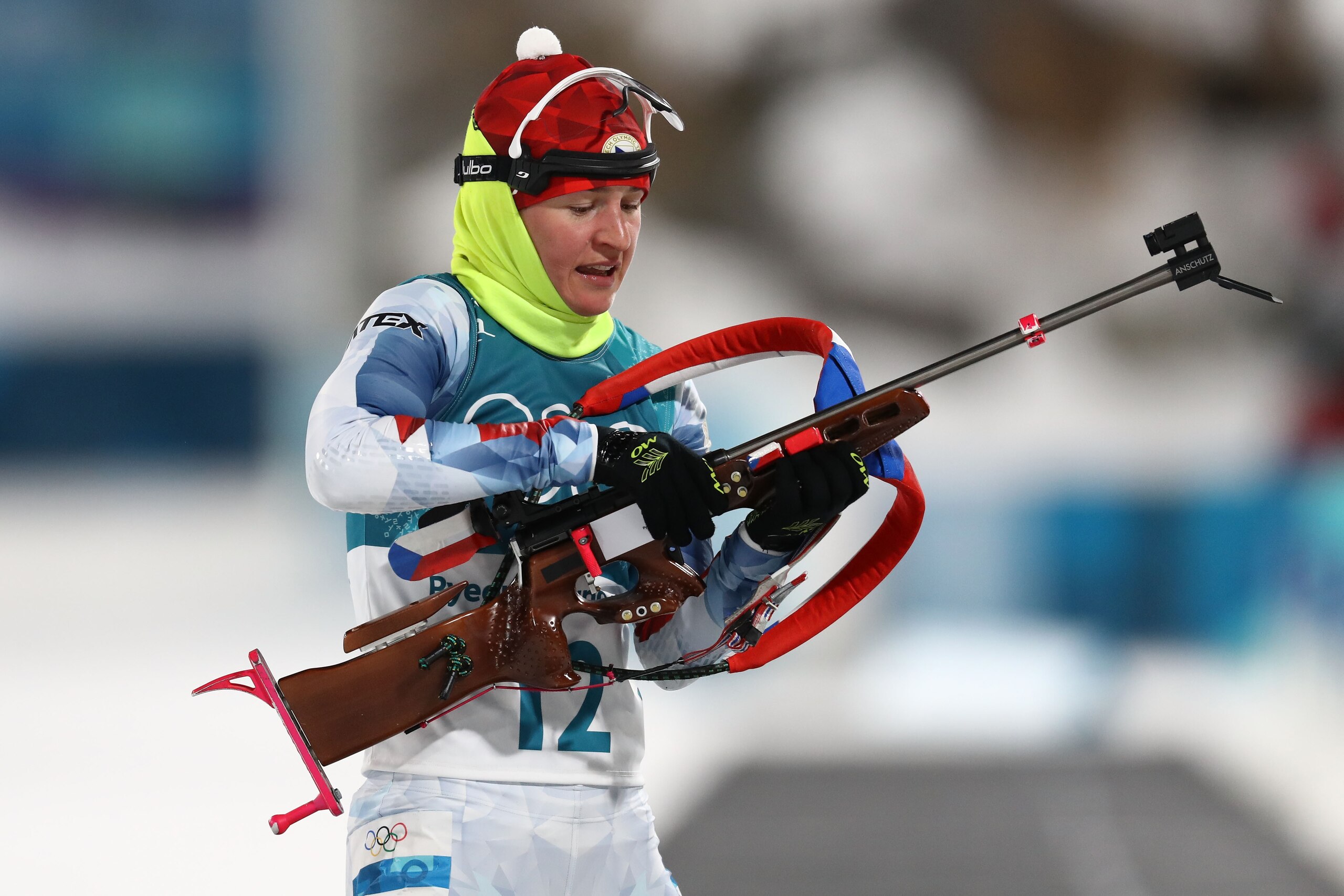 PYEONGCHANG-GUN, SOUTH KOREA - FEBRUARY 10:  Veronika Vitkova of the Czech Republic competes during the Women's Biathlon 7.5km Sprint on day one of the PyeongChang 2018 Winter Olympic Games at Alpensia Biathlon Centre on February 10, 2018 in Pyeongchang-g