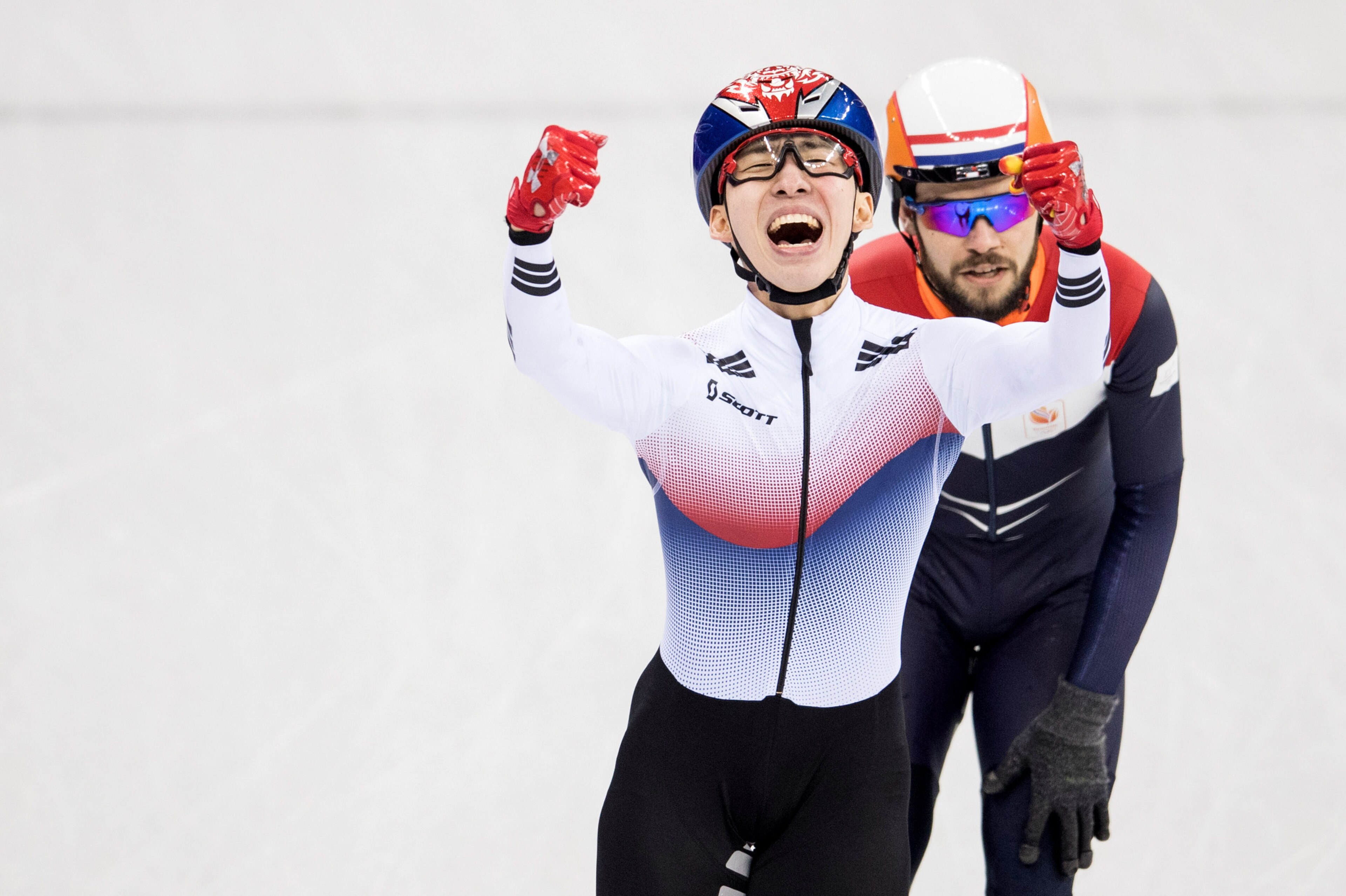 GANGNEUNG, SOUTH KOREA - FEBRUARY 10: Hyojun Lim of South Korea celebrates after winning the Men's 1500m Short Track Speed Skating final on day one of the PyeongChang 2018 Winter Olympic Games at Gangneung Ice Arena on February 10, 2018 in Gangneung, Sou GANGNEUNG, SOUTH KOREA - FEBRUARY 10: Hyojun Lim of South Korea celebrates after winning the Men's 1500m Short Track Speed Skating final on day one of the PyeongChang 2018 Winter Olympic Games at Gangneung Ice Arena on February 10, 2018 in Gangneung, Sou