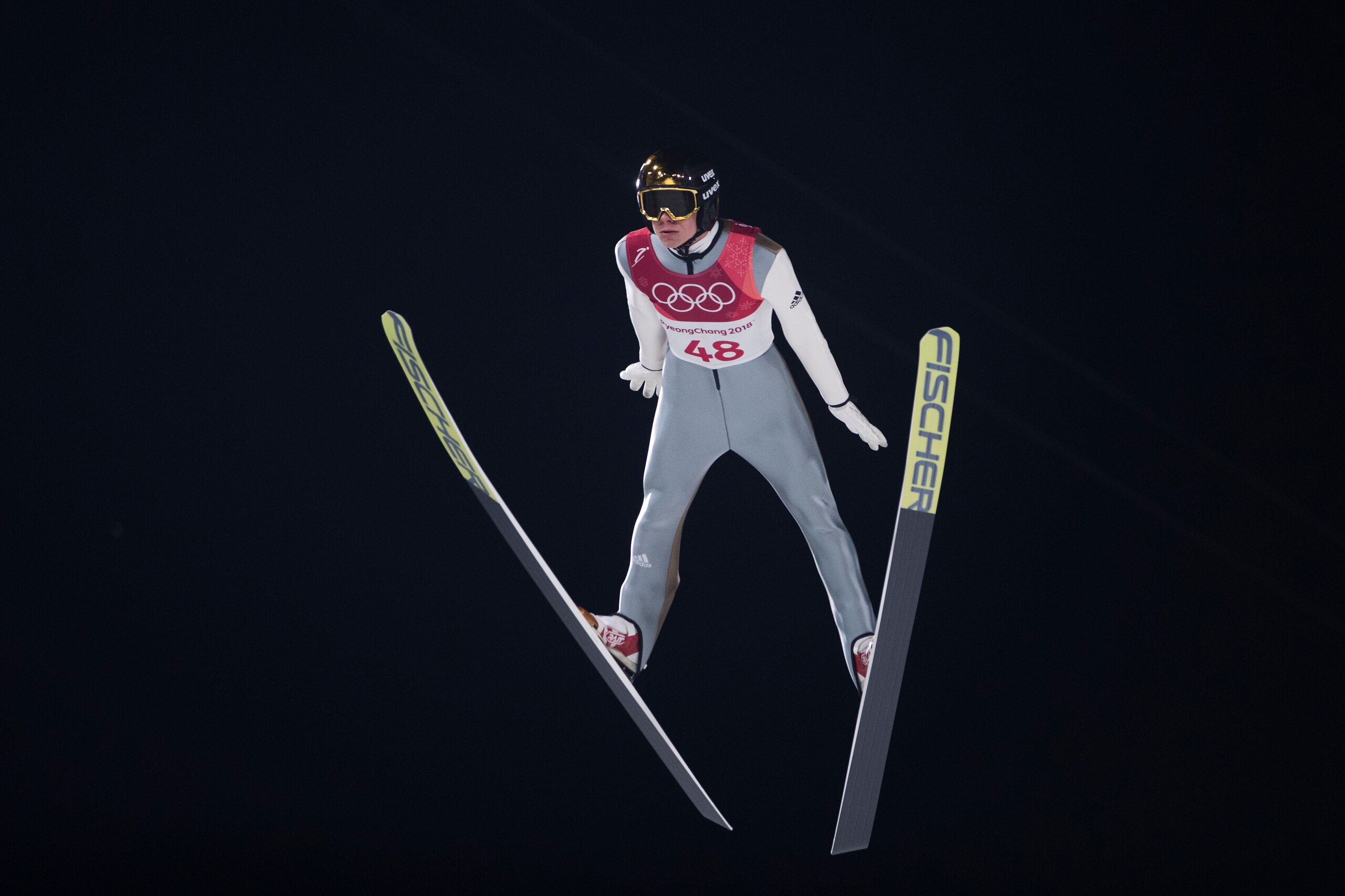 PYEONGCHANG-GUN, SOUTH KOREA - FEBRUARY 10: Andreas Wellinger of Germany during the Mens Ski Jumping - Normal Hill, Individual on day one of the PyeongChang 2018 Winter Olympic Games at Alpensia Ski Jumping Center on February 10, 2018 in Pyeongchang-gun, 
