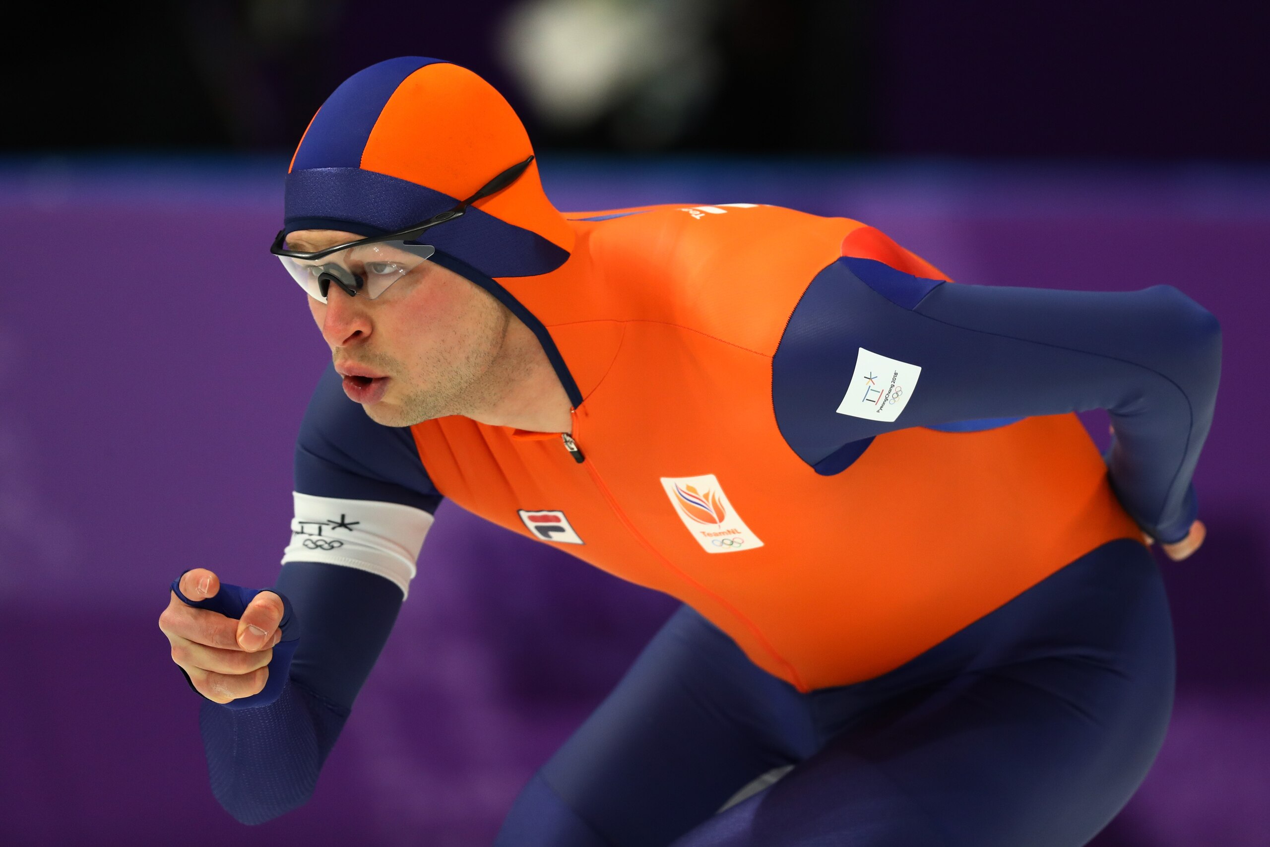 GANGNEUNG, SOUTH KOREA - FEBRUARY 11:  Sven Kramer of the Netherlands reacts during the Men's 5000m Speed Skating event on day two of the PyeongChang 2018 Winter Olympic Games at Gangneung Oval on February 11, 2018 in Gangneung, South Korea.  (Photo by De