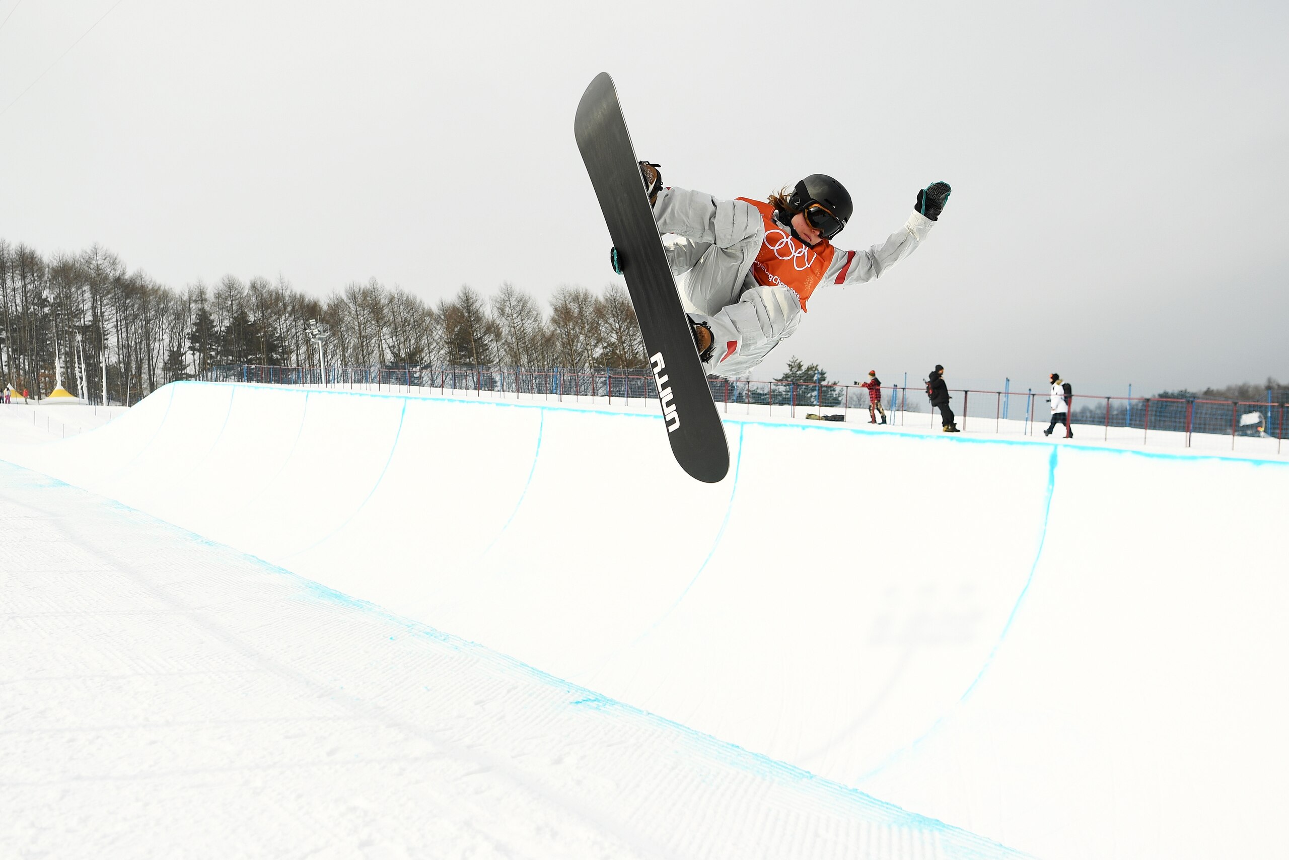 PYEONGCHANG-GUN, SOUTH KOREA - FEBRUARY 09:  Snowboarder Kelly Clark of the United States trains ahead of the PyeongChang 2018 Winter Olympic Games at Phoenix Snow Park on February 9, 2018 in Pyeongchang-gun, South Korea.  (Photo by David Ramos/Getty Imag
