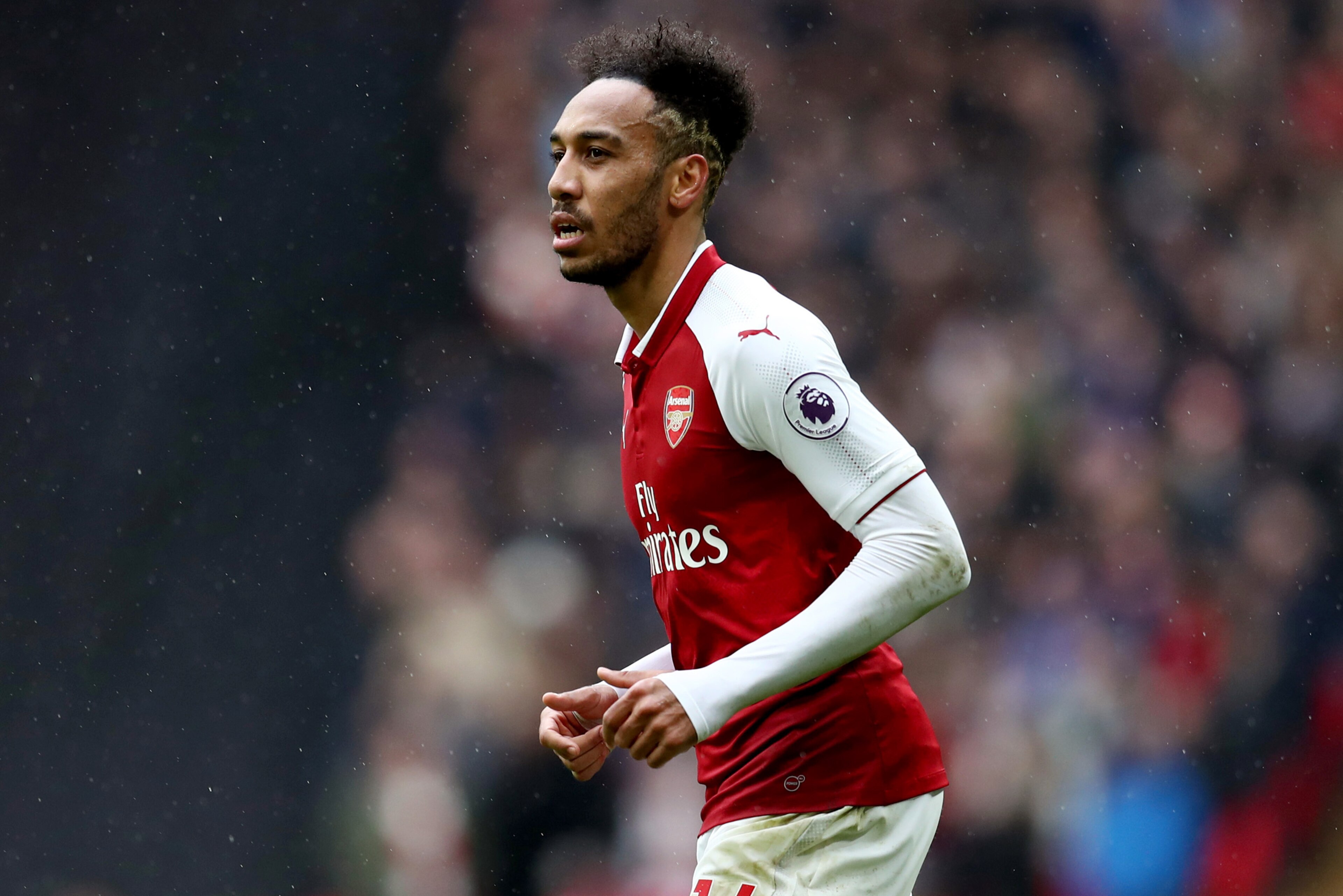 LONDON, ENGLAND - FEBRUARY 10: Pierre-Emerick Aubameyang of Arsenal during the Premier League match between Tottenham Hotspur and Arsenal at Wembley Stadium on February 10, 2018 in London, England. (Photo by Catherine Ivill/Getty Images) LONDON, ENGLAND - FEBRUARY 10: Pierre-Emerick Aubameyang of Arsenal during the Premier League match between Tottenham Hotspur and Arsenal at Wembley Stadium on February 10, 2018 in London, England. (Photo by Catherine Ivill/Getty Images)