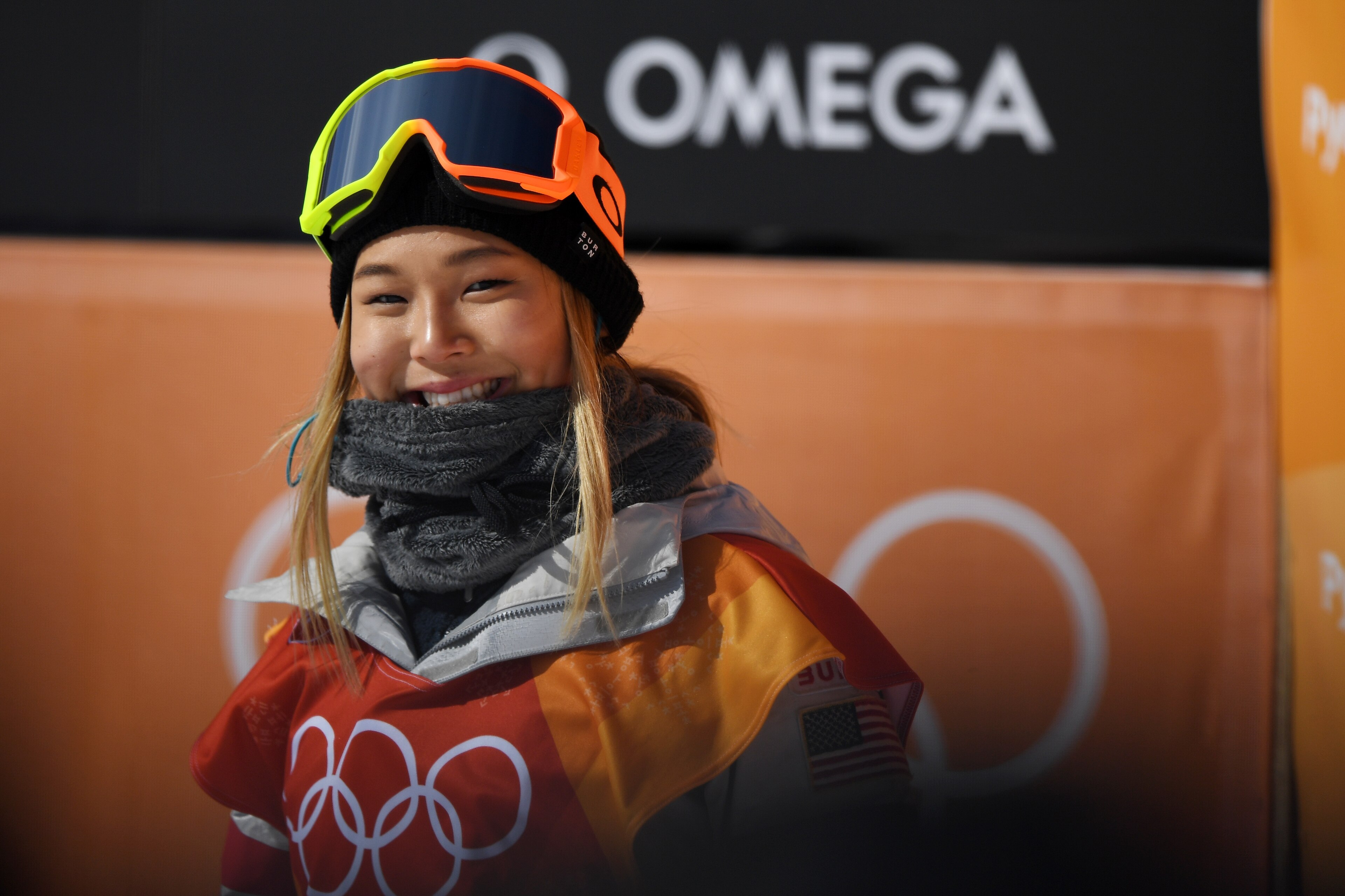 PYEONGCHANG-GUN, SOUTH KOREA - FEBRUARY 12: Chloe Kim of the United States smiles in the Snowboard Ladies' Halfpipe Qualification on day three of the PyeongChang 2018 Winter Olympic Games at Phoenix Snow Park on February 12, 2018 in Pyeongchang-gun, Sout PYEONGCHANG-GUN, SOUTH KOREA - FEBRUARY 12: Chloe Kim of the United States smiles in the Snowboard Ladies' Halfpipe Qualification on day three of the PyeongChang 2018 Winter Olympic Games at Phoenix Snow Park on February 12, 2018 in Pyeongchang-gun, Sout