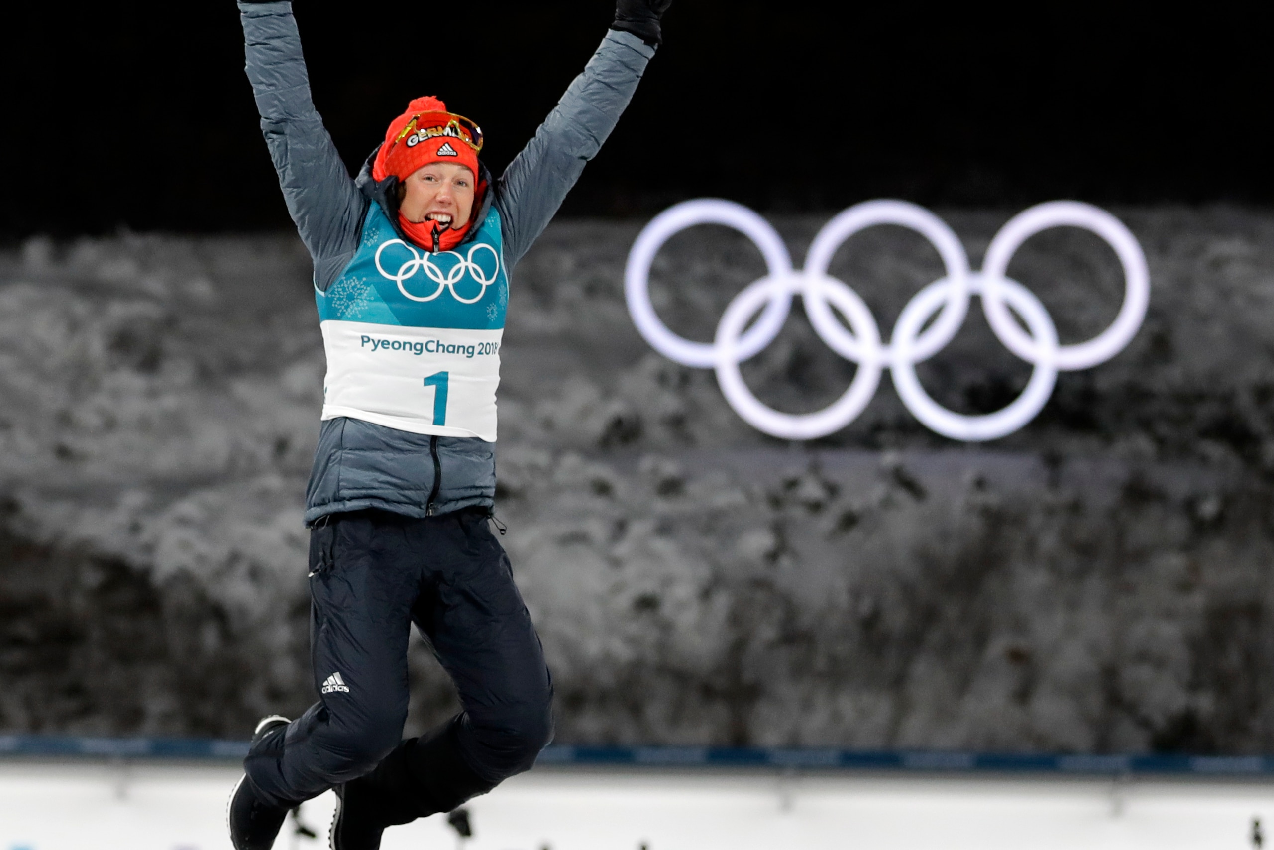 Laura Dahlmeier became the first athlete with multiple medals at this year's games with her second gold. Laura Dahlmeier became the first athlete with multiple medals at this year's games with her second gold.