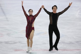 GANGNEUNG, SOUTH KOREA - FEBRUARY 12: Tessa Virtue and Scott Moir of Canada compete in the Ice Dance Free Dance during the Figure Skating Team Event on day three of the PyeongChang 2018 Winter Olympic Games at Gangneung Ice Arena on February 12, 2018 in G