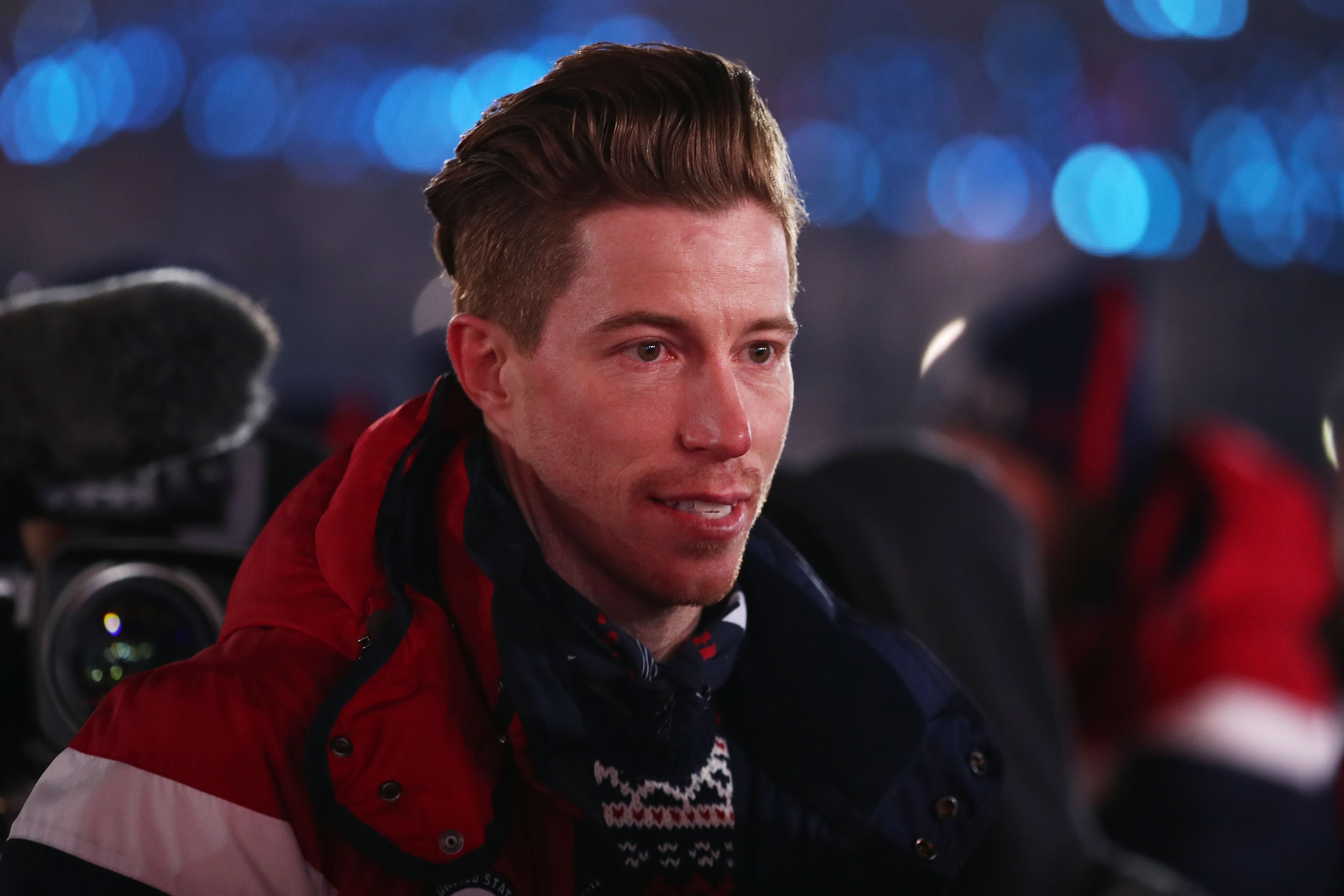PYEONGCHANG-GUN, SOUTH KOREA - FEBRUARY 09:  Snowboarder Shaun White of the United States attends during the Opening Ceremony of the PyeongChang 2018 Winter Olympic Games at PyeongChang Olympic Stadium on February 9, 2018 in Pyeongchang-gun, South Korea. 