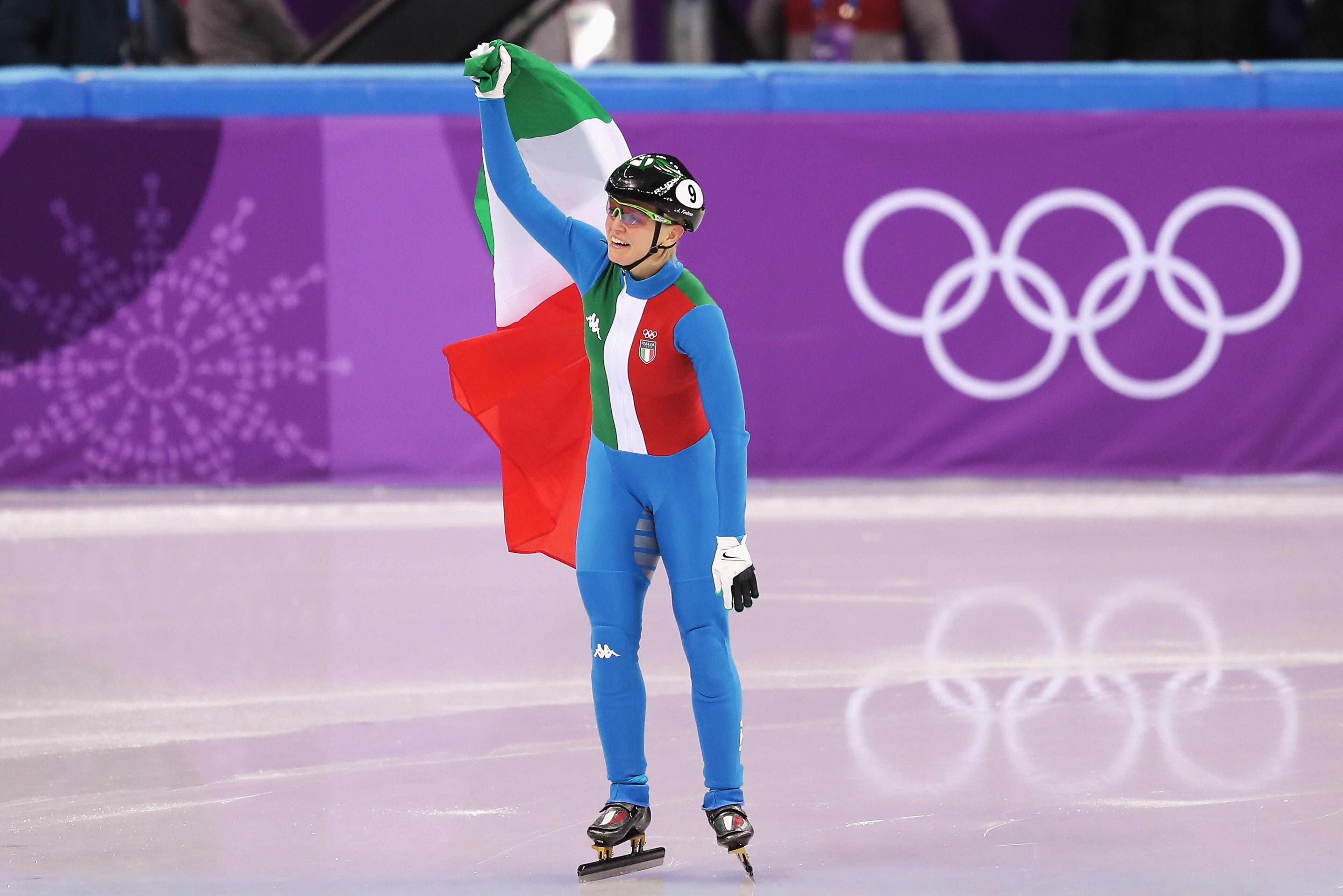 GANGNEUNG, SOUTH KOREA - FEBRUARY 13: Arianna Fontana of Italy celebrates after winning the gold medal in the Ladies' 500m Short Track Speed Skating final on day four of the PyeongChang 2018 Winter Olympic Games at Gangneung Ice Arena on February 13, 201 GANGNEUNG, SOUTH KOREA - FEBRUARY 13: Arianna Fontana of Italy celebrates after winning the gold medal in the Ladies' 500m Short Track Speed Skating final on day four of the PyeongChang 2018 Winter Olympic Games at Gangneung Ice Arena on February 13, 201