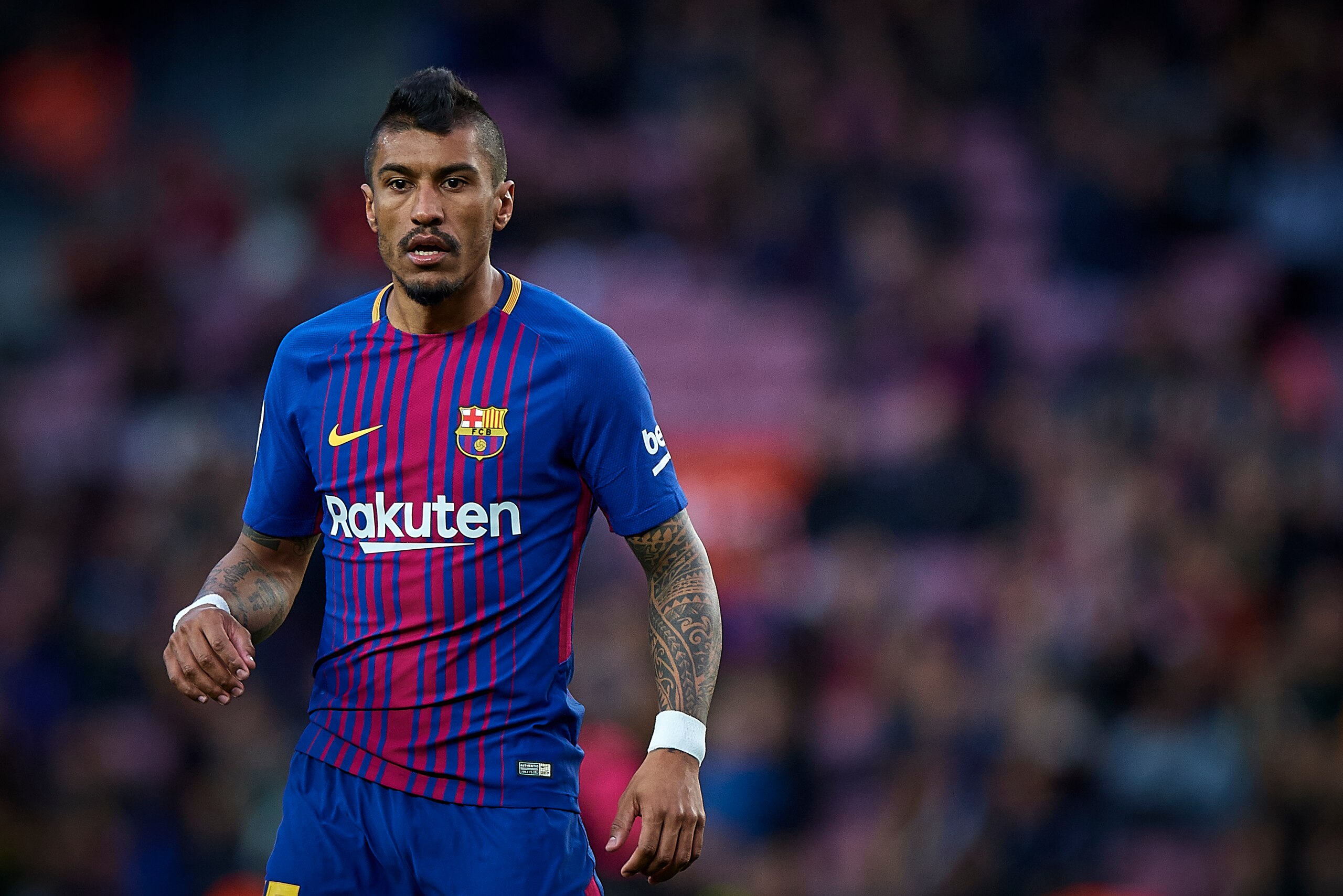 BARCELONA, SPAIN - FEBRUARY 11:  Paulinho Bezerra of Barcelona reacts during the La Liga match between Barcelona and Getafe at Camp Nou on February 11, 2018 in Barcelona, Spain.  (Photo by Quality Sport Images/Getty Images)