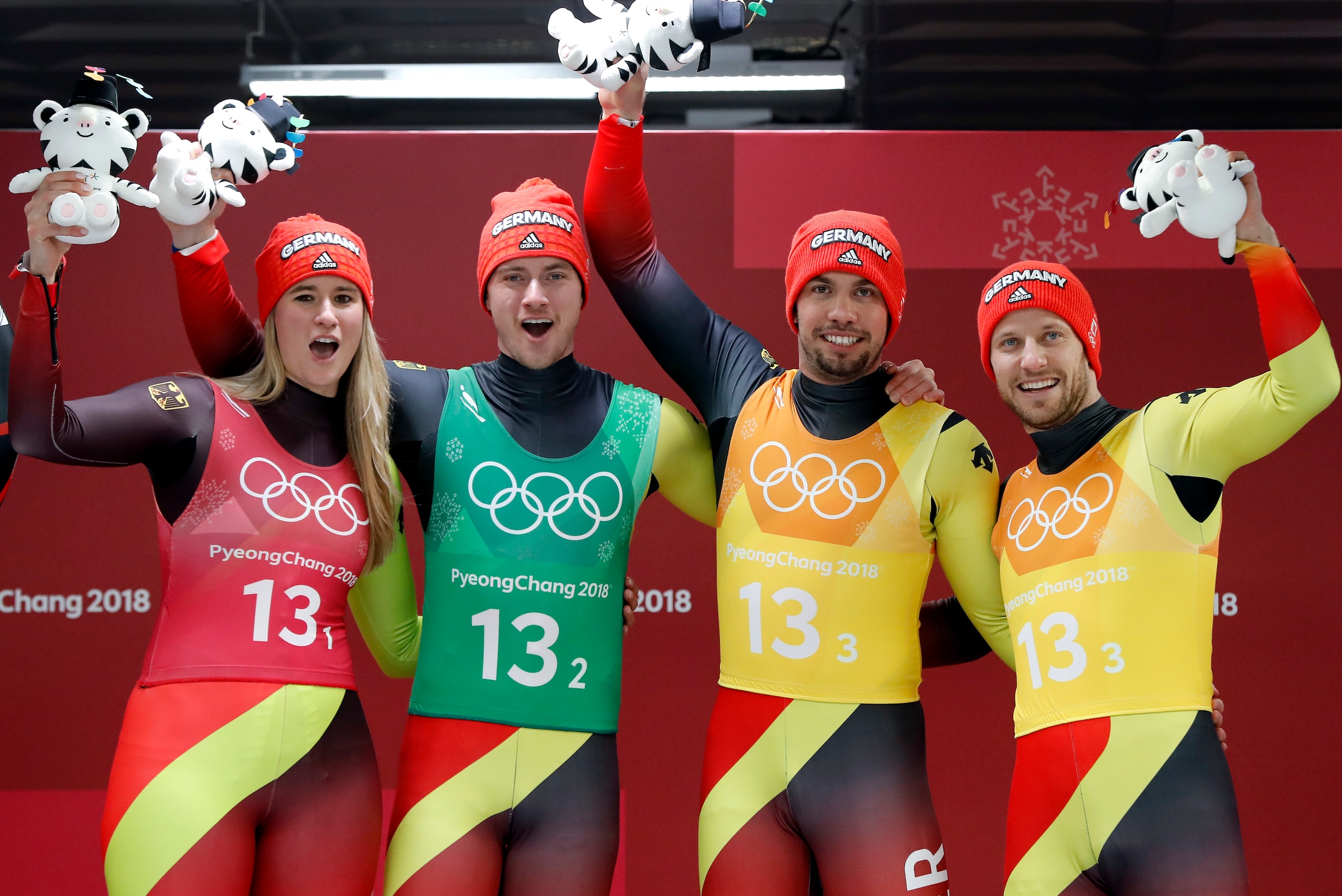 Germany took gold in the luge team relay. Germany took gold in the luge team relay.