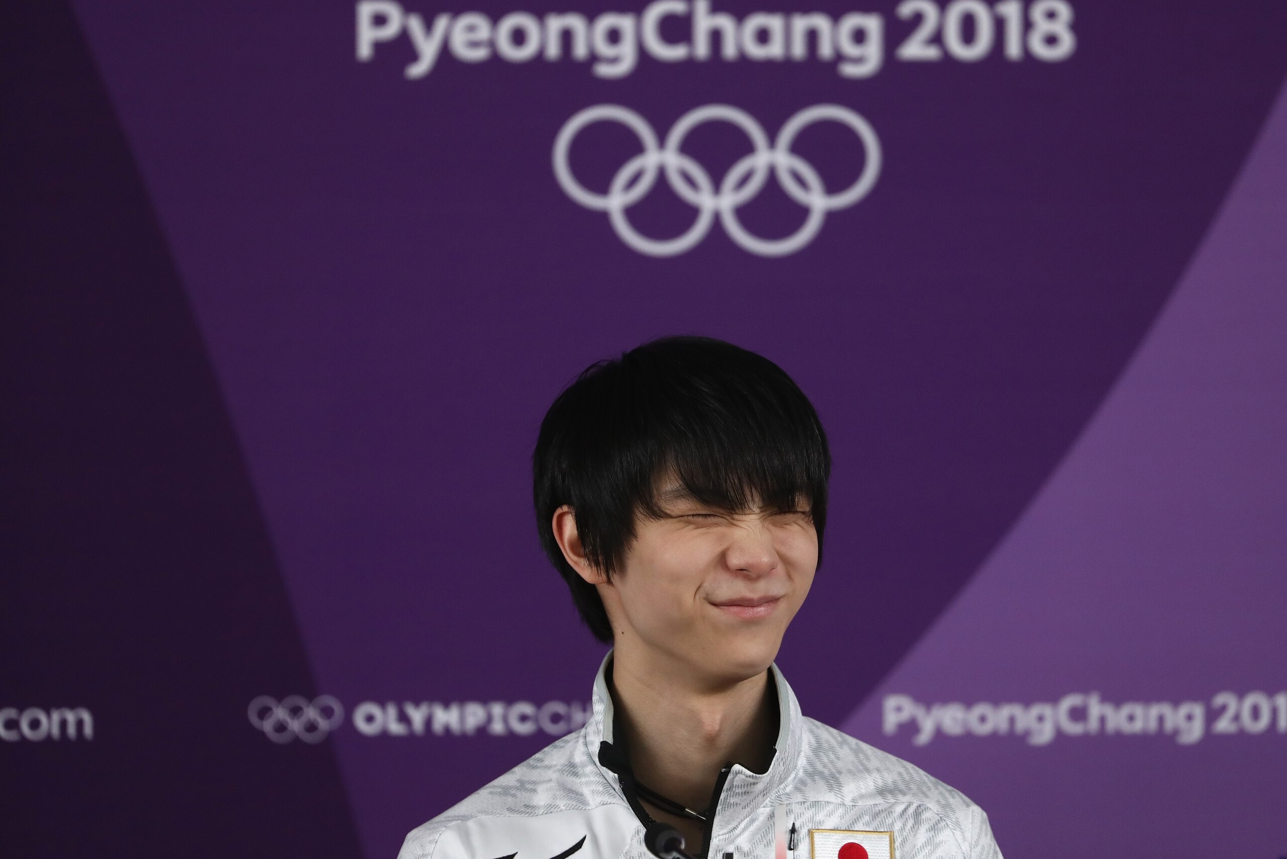 PYEONGCHANG-GUN, SOUTH KOREA - FEBRUARY 13:  Yuzuru Hanyu of Japan speaks to the meida during a press conference at Gangneung Ice Arena during day 4 on February 13, 2018 in Pyeongchang-gun, South Korea.  (Photo by Robert Cianflone/Getty Images)