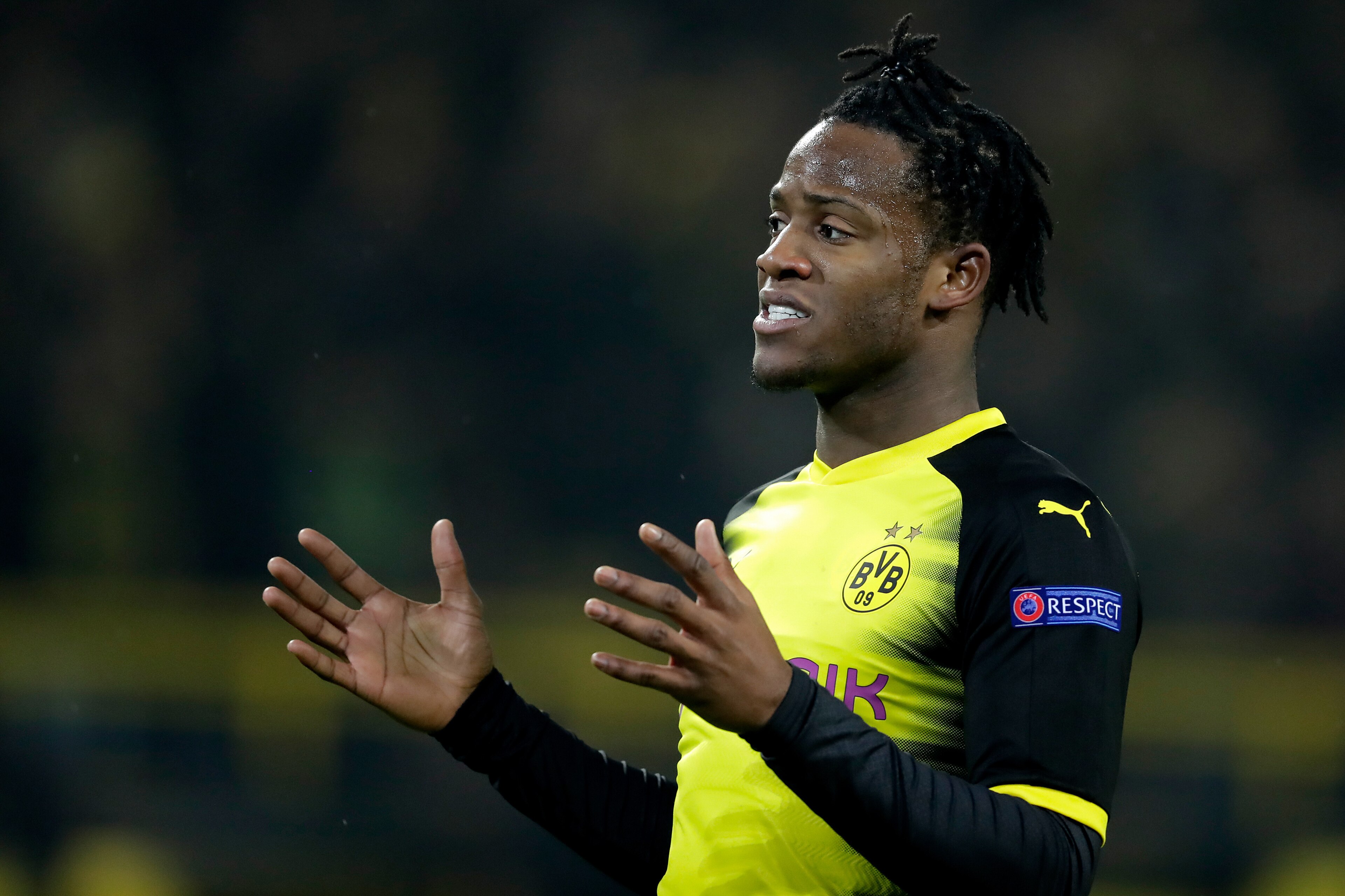 DORTMUND, GERMANY - FEBRUARY 15: Michy Batshuayi of Borussia Dortmund  during the UEFA Europa League   match between Borussia Dortmund v Atalanta Bergamo at the Signal Iduna Park on February 15, 2018 in Dortmund Germany (Photo by Laurens Lindhout/Soccrate
