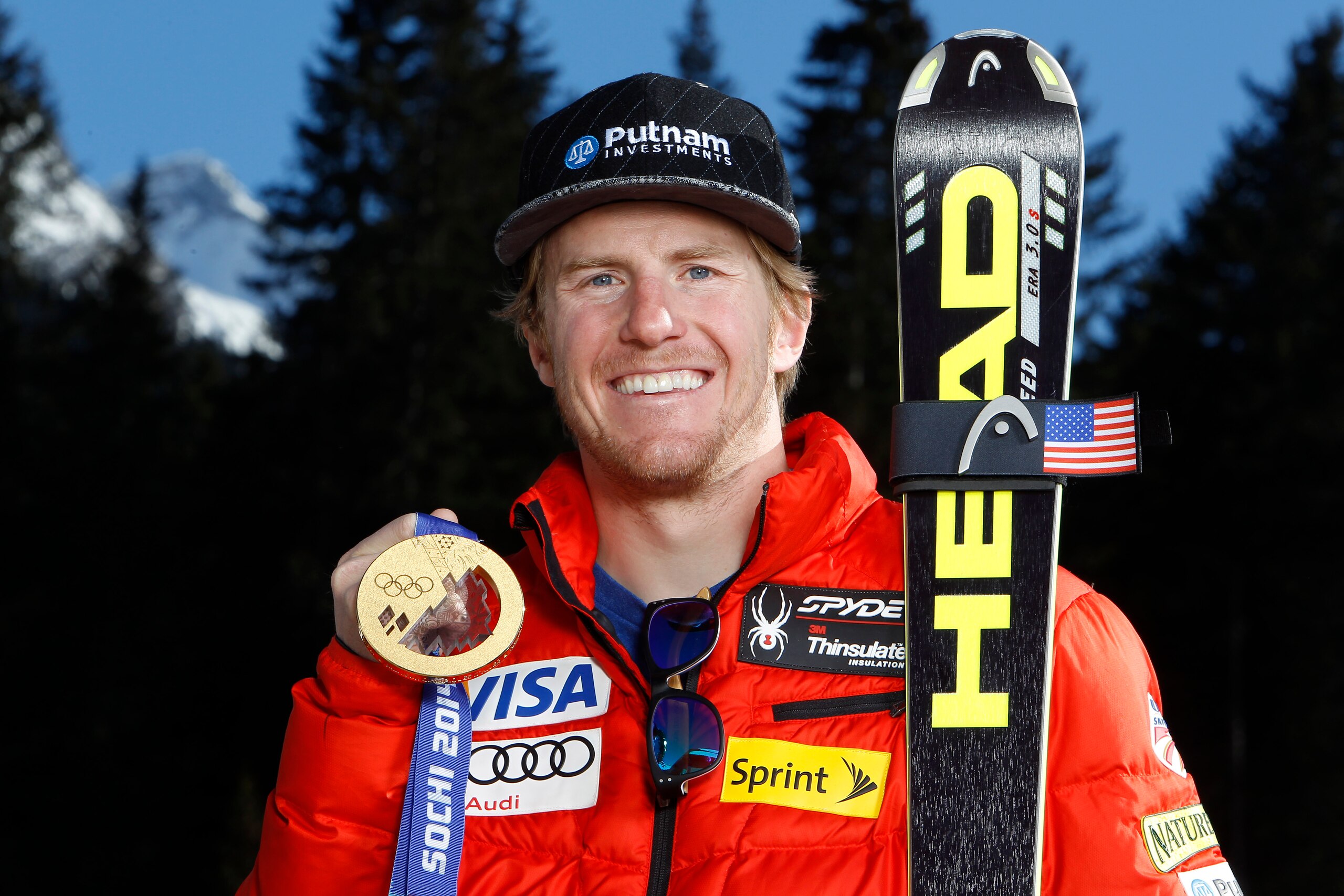 LENZERHEIDE, SWITZERLAND - MARCH 13: (FRANCE OUT) Olympic gold medallist Ted Ligety of the USA during a photo shoot with the US Ski Team Olympic alpine ski medalists on March 13, 2014 in Lenzerheide, Switzerland. (Photo by Alexis Boichard/Agence Zoom/Gett