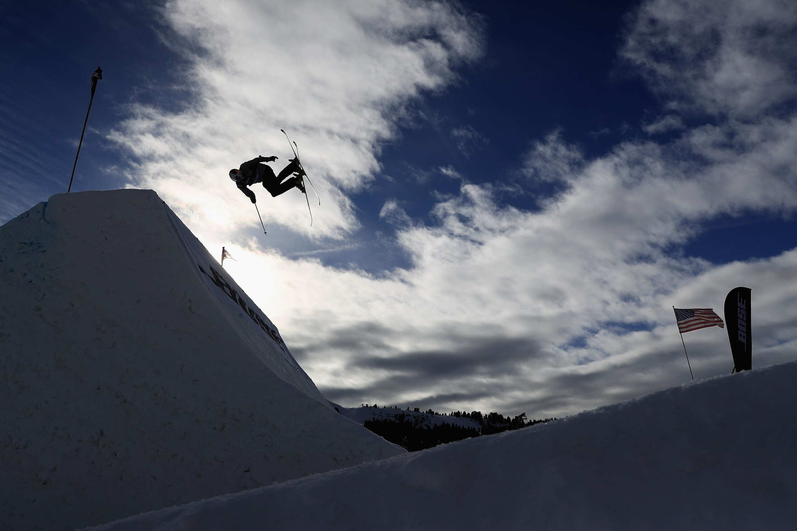 MAMMOTH, CA - JANUARY 21:  Nicholas Goepper competes in the final round of the  Men's Freeski Slopestyle (AFP Platinum) during the Toyota U.S. Grand Prix on on January 21, 2018 in Mammoth, California.  (Photo by Sean M. Haffey/Getty Images)