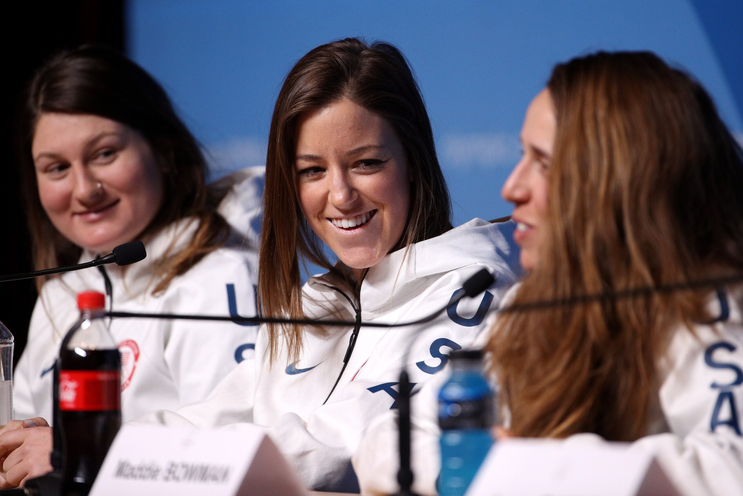PYEONGCHANG-GUN, SOUTH KOREA - FEBRUARY 14: Freestyle Skier Brita Sigourney of the United States speaks during a press conference at the Main Press Centre during the PyeongChang 2018 Winter Olympic Games on February 14, 2018 in Pyeongchang-gun, South Kor PYEONGCHANG-GUN, SOUTH KOREA - FEBRUARY 14: Freestyle Skier Brita Sigourney of the United States speaks during a press conference at the Main Press Centre during the PyeongChang 2018 Winter Olympic Games on February 14, 2018 in Pyeongchang-gun, South Kor