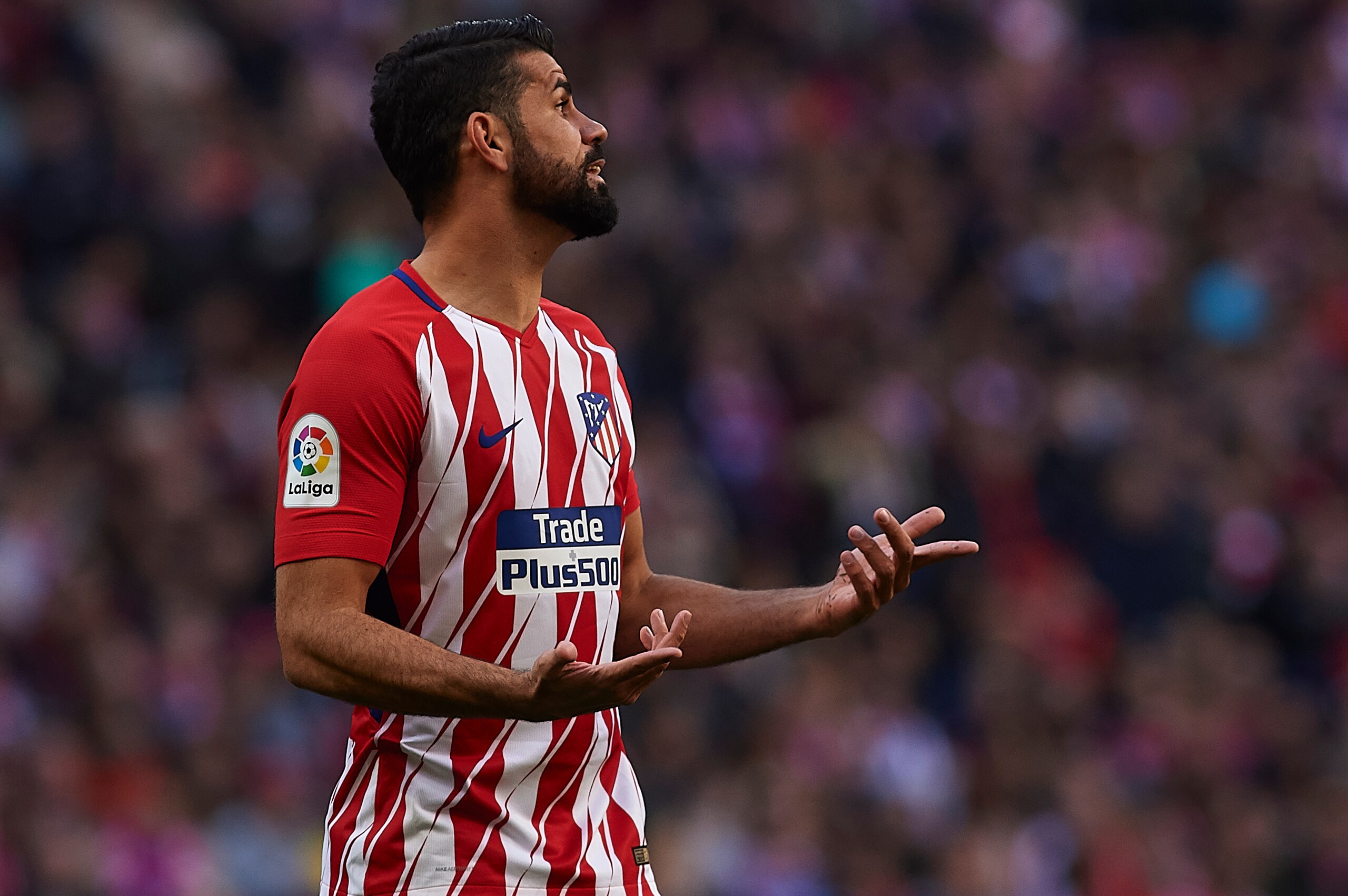 MADRID, SPAIN - FEBRUARY 18: Diego Costa of Atletico de Madrid reacts during the La Liga match between Atletico Madrid and Athletic Club at Wanda Metropolitano on February 18, 2018 in Madrid, Spain. (Photo by Quality Sport Images/Getty Images) MADRID, SPAIN - FEBRUARY 18: Diego Costa of Atletico de Madrid reacts during the La Liga match between Atletico Madrid and Athletic Club at Wanda Metropolitano on February 18, 2018 in Madrid, Spain. (Photo by Quality Sport Images/Getty Images)