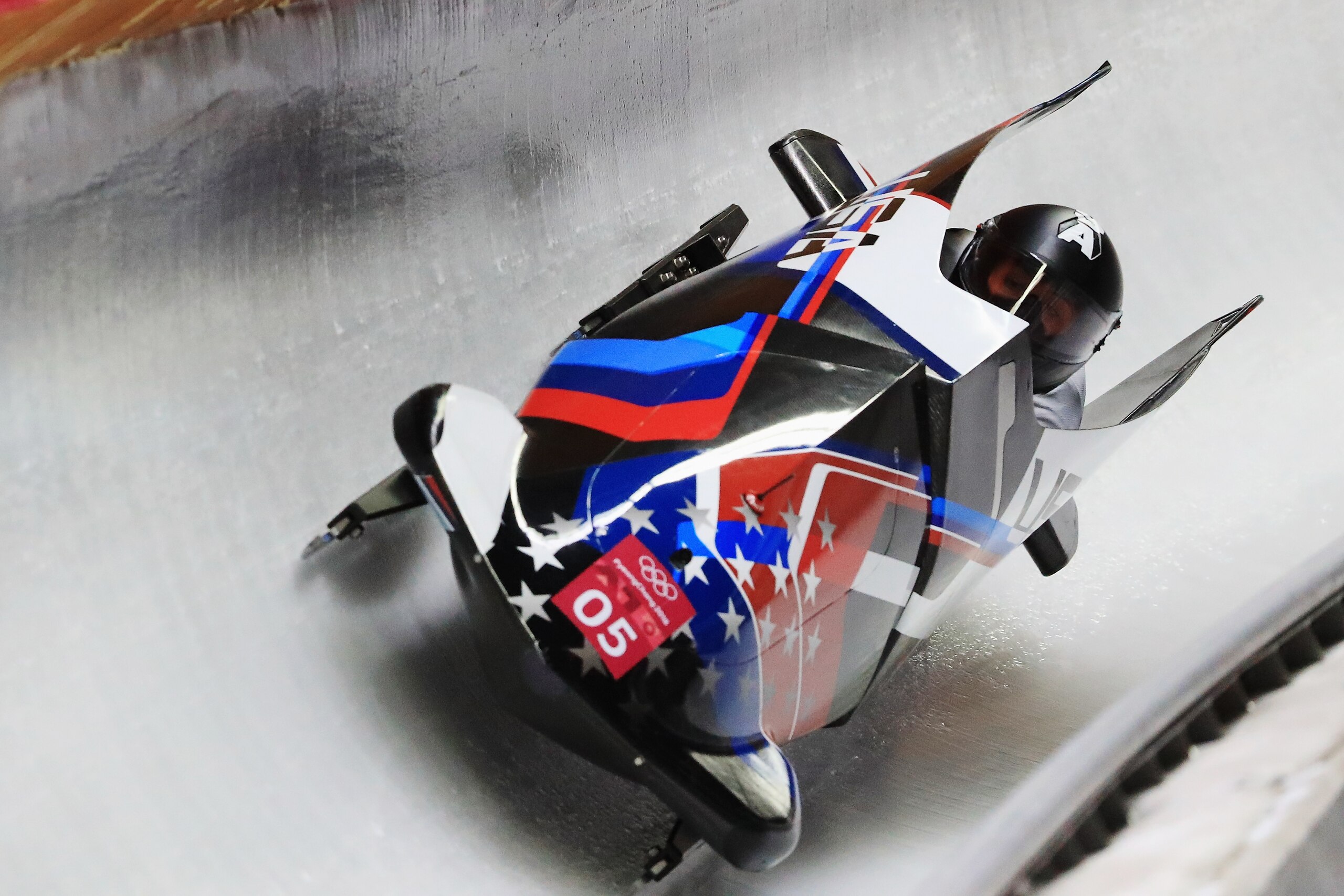 PYEONGCHANG-GUN, SOUTH KOREA - FEBRUARY 20: Elana Meyers Taylor and Lauren Gibbs of the United States slide during the Women's Bobsleigh heats at the Olympic Sliding Centre on day eleven of the PyeongChang 2018 Winter Olympic Games at the Olympic Sliding PYEONGCHANG-GUN, SOUTH KOREA - FEBRUARY 20: Elana Meyers Taylor and Lauren Gibbs of the United States slide during the Women's Bobsleigh heats at the Olympic Sliding Centre on day eleven of the PyeongChang 2018 Winter Olympic Games at the Olympic Sliding