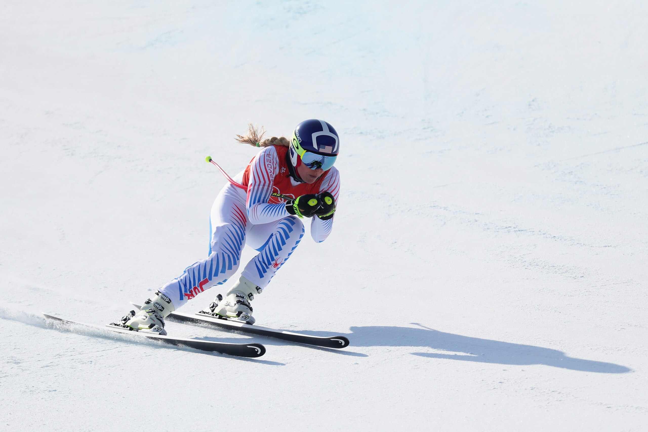 PYEONGCHANG-GUN, SOUTH KOREA - FEBRUARY 20:  Lindsey Vonn of the United States makes a run during the Ladies' Downhill Alpine Skiing training on day eleven of the PyeongChang 2018 Winter Olympic Games at Jeongseon Alpine Centre on February 20, 2018 in Pye