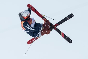 PYEONGCHANG-GUN, SOUTH KOREA - FEBRUARY 20:  Aaron Blunck of the United States competes during the Freestyle Skiing Men's Ski Halfpipe Qualification on day eleven of the PyeongChang 2018 Winter Olympic Games at Phoenix Snow Park on February 20, 2018 in Py