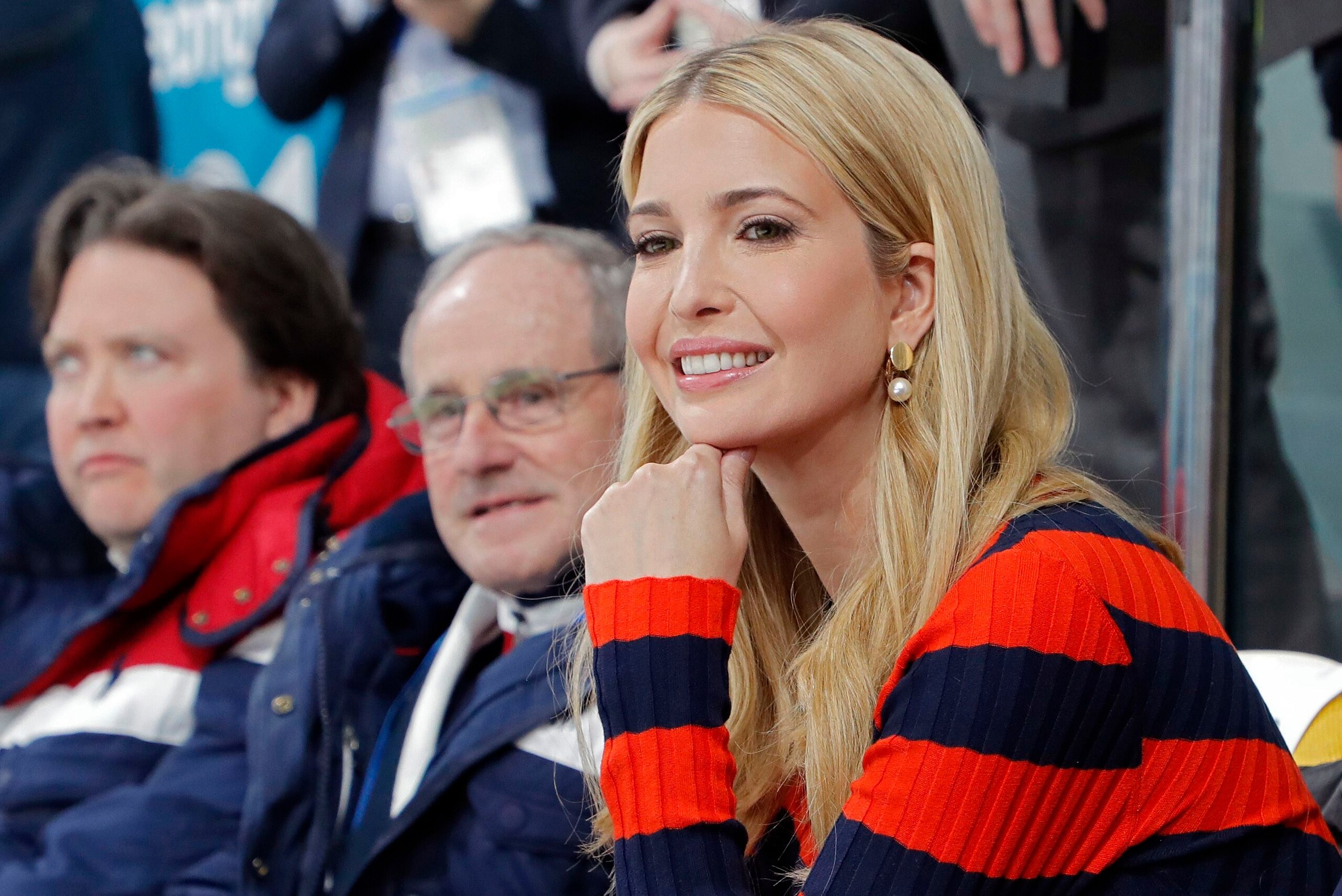 PYEONGCHANG, CHINA - FEBRUARY 24:  Ivanka Trump, U.S. President Trump's daughter and senior White House adviser, watches the Men's Gold Medal Curling match between Sweden and United States of America at Gangneung Curling Centre on February 24, 2018 in Gan