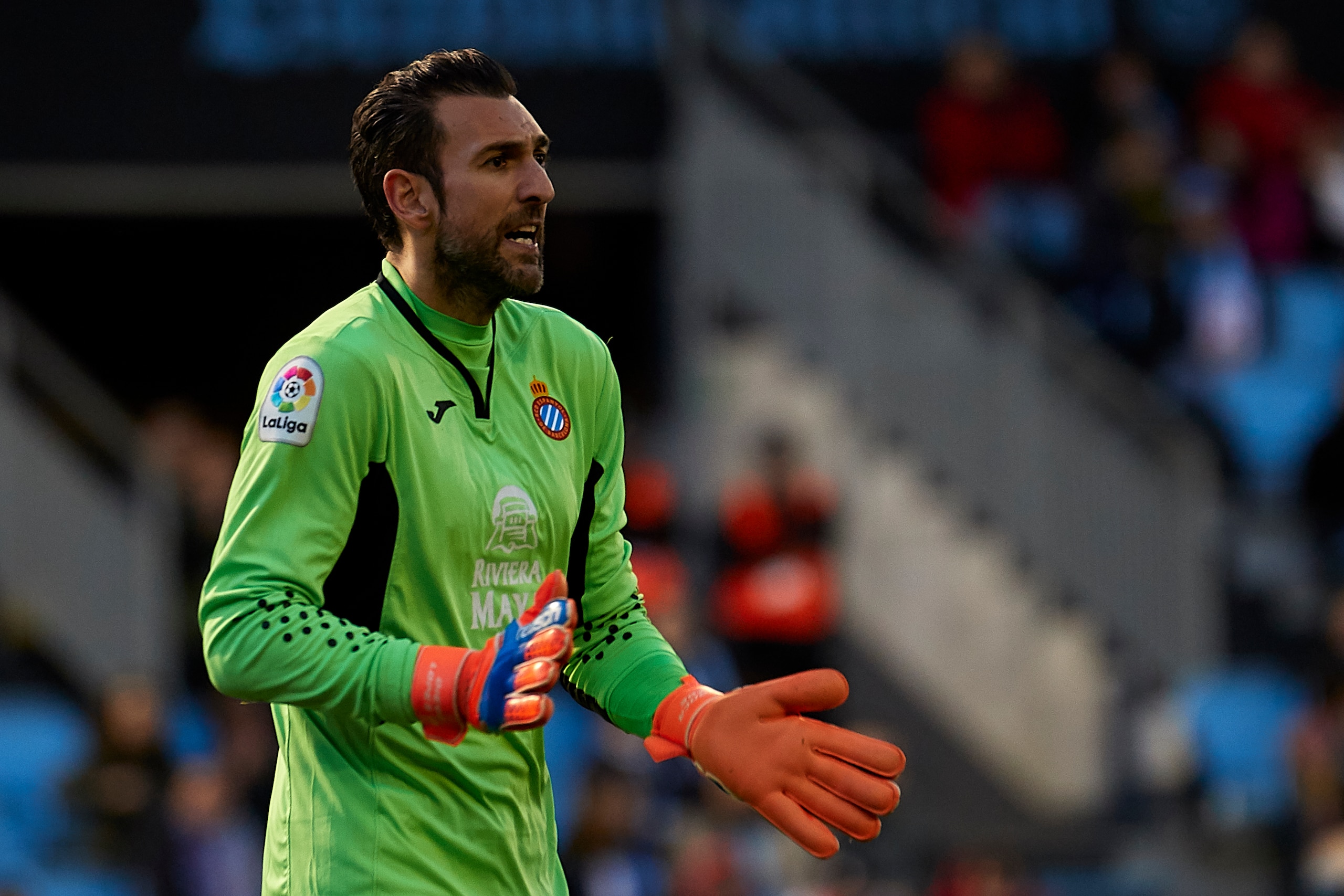 VIGO, SPAIN - FEBRUARY 11:  Diego Lopez of RCD Espanyol reacts during the La Liga match between Celta de Vigo and Espanyol at Balaidos Stadium on February 11, 2018 in Vigo, Spain.  (Photo by Quality Sport Images/Getty Images)
