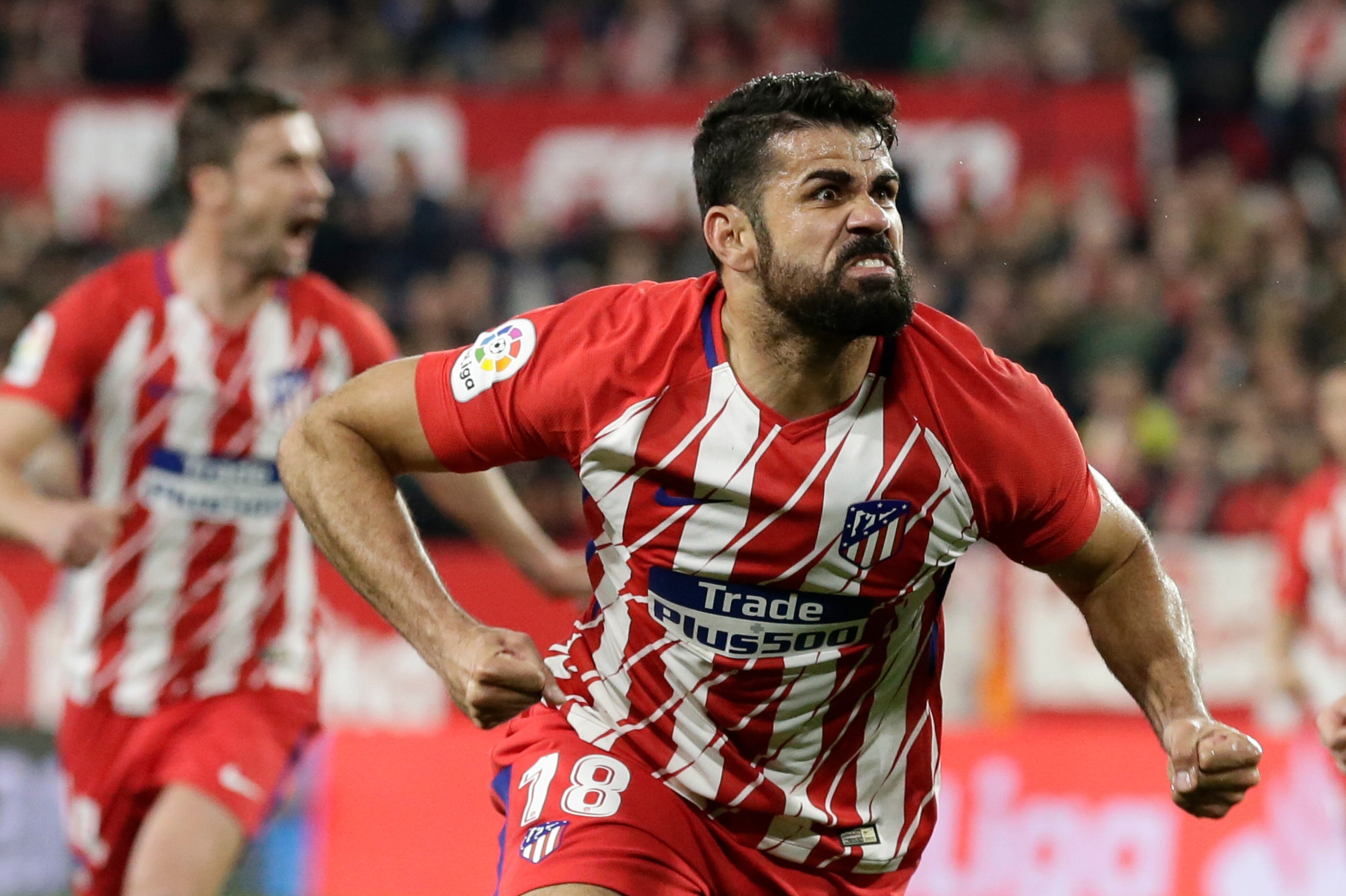 SEVILLA, SPAIN - FEBRUARY 25: Diego Costa of Atletico Madrid during the La Liga Santander  match between Sevilla v Atletico Madrid at the Estadio Ramon Sanchez Pizjuan on February 25, 2018 in Sevilla Spain (Photo by Eric Verhoeven/Soccrates/Getty Images)