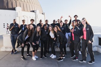 King-Hawea (first row, third from the right) was in Los Angeles during the NBA's All-Star Weekend as part of a camp for the league's Basketball Without Borders program.