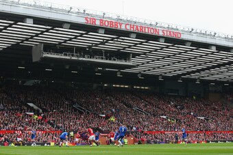 MANCHESTER, ENGLAND - APRIL 03:  A general view of the newly named Sir Bobby Charlton stand during the Barclays Premier League match between Manchester United and Everton at Old Trafford on April 3, 2016 in Manchester, England.  (Photo by Alex Livesey/Get