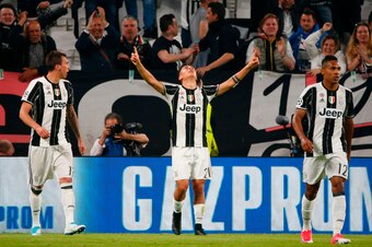 Dybala after scoring against Barcelona