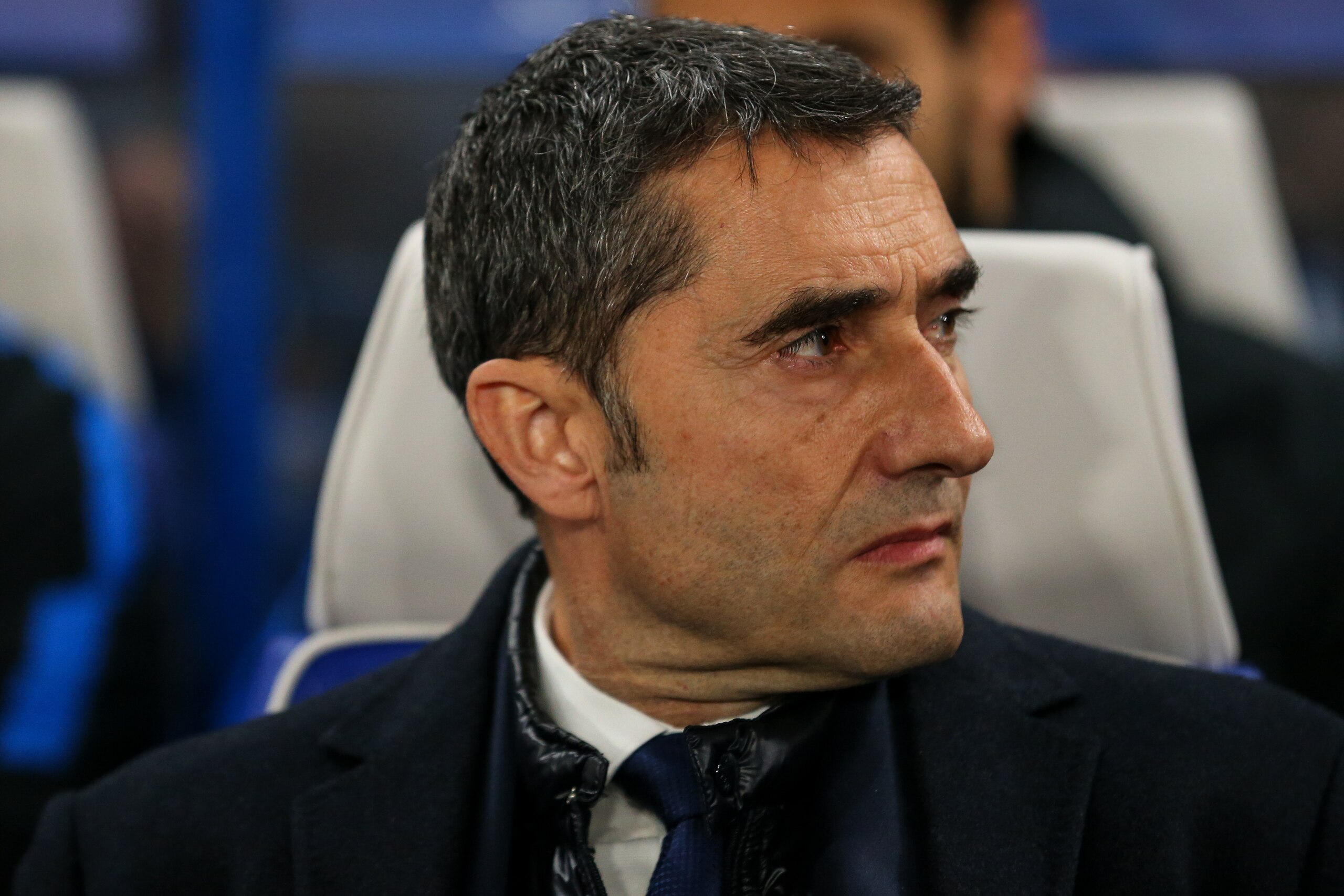 LONDON, ENGLAND - FEBRUARY 20: Ernesto Valverde the head coach / manager of FC Barcelona during the UEFA Champions League Round of 16 First Leg match between Chelsea FC and FC Barcelona at Stamford Bridge on February 20, 2018 in London, United Kingdom. (P