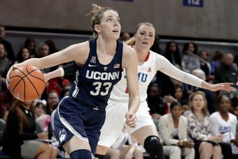 Junior Katie Lou Samuelson leads the undefeated Huskies in scoring (18.3 points per game) and three-point shooting (49 percent) this season.