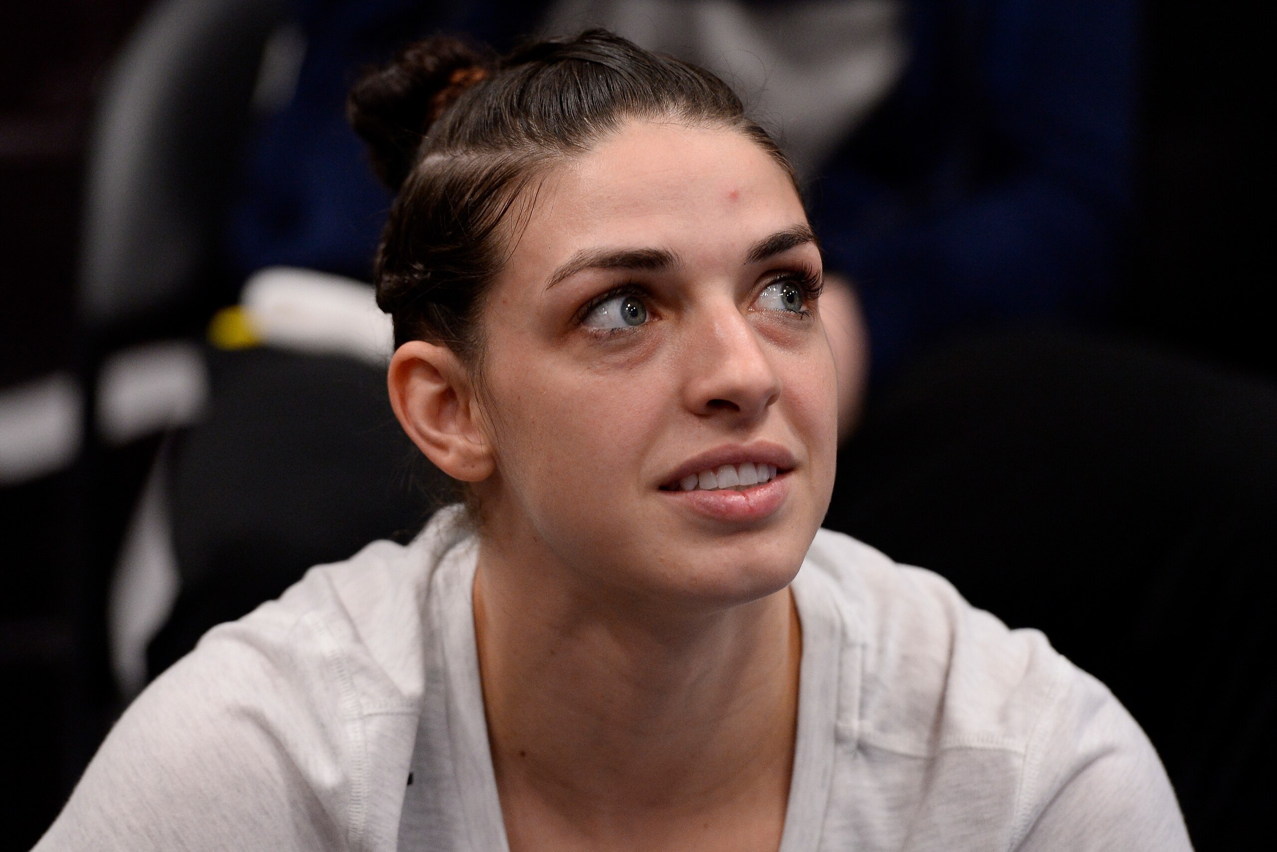 LAS VEGAS, NV - MARCH 03:   Mackenzie Dern relaxes backstage prior to her bout against Ashley Yoder during the UFC 222 event inside T-Mobile Arena on March 3, 2018 in Las Vegas, Nevada. (Photo by Mike Roach/Zuffa LLC/Zuffa LLC via Getty Images)