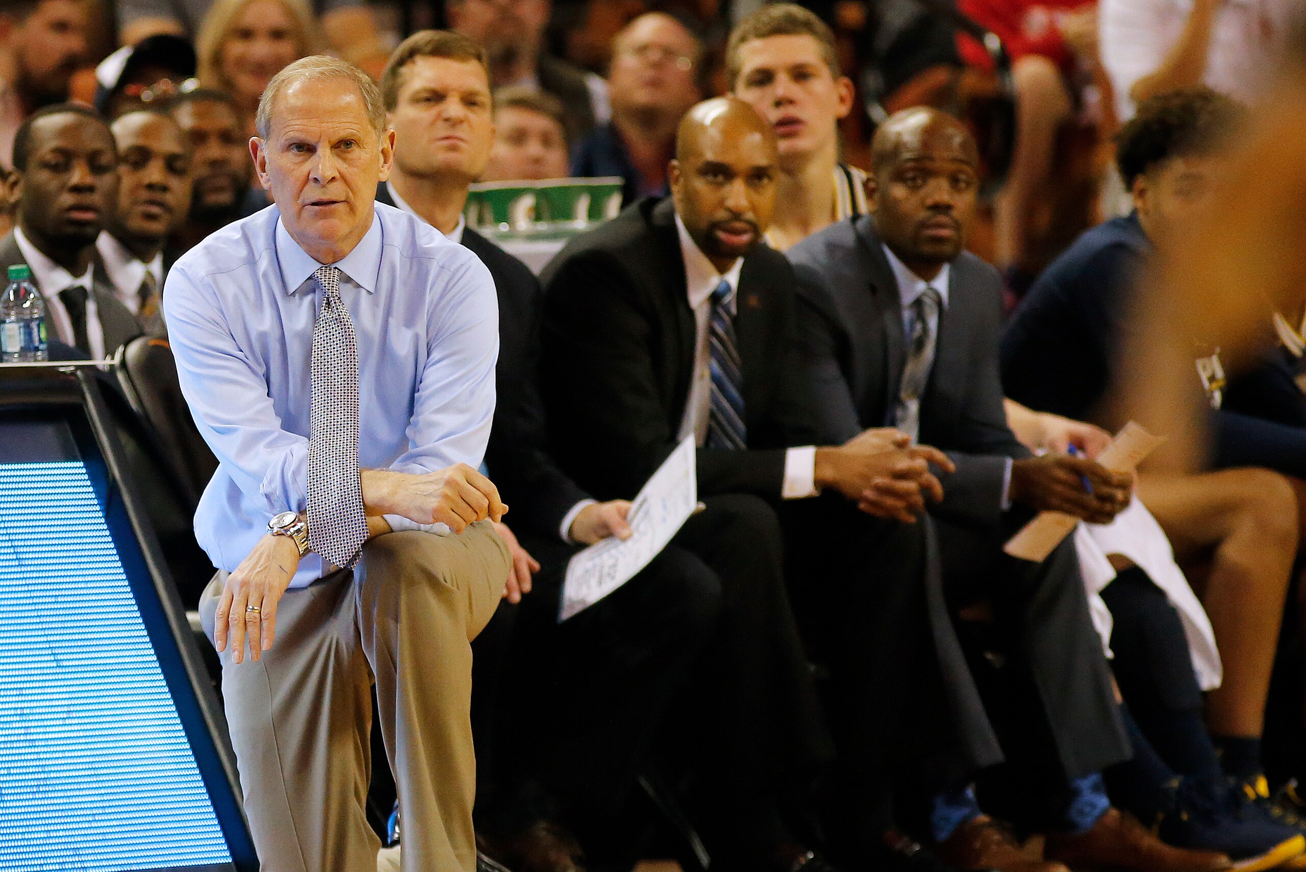 AUSTIN, TX - DECEMBER 12: Head coach John Beilein of the Michigan Wolverines watches the action as his team plays the Texas Longhorns at the Frank Erwin Center on December 12, 2017 in Austin, Texas. (Photo by Chris Covatta/Getty Images)