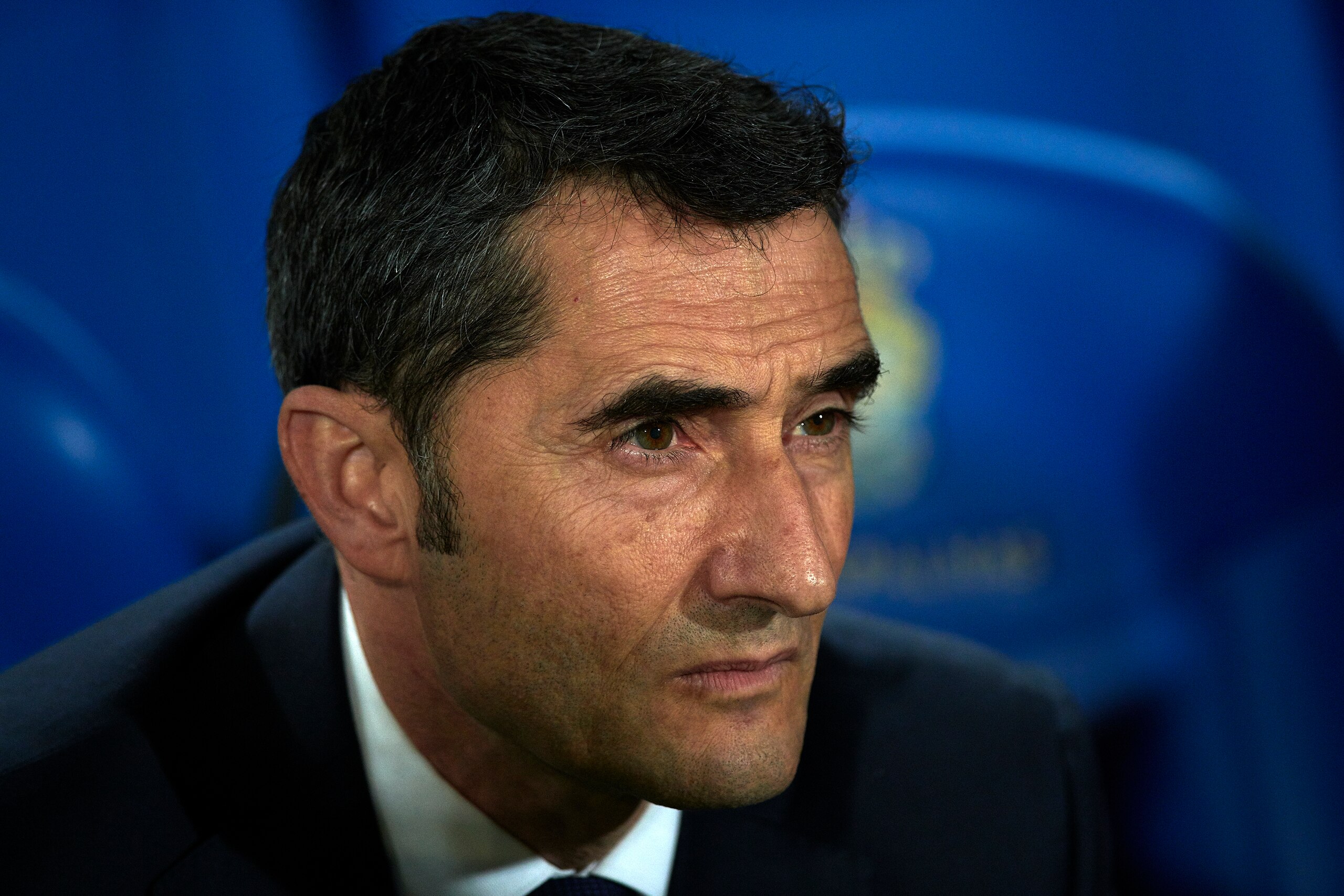 LAS PALMAS, SPAIN - MARCH 01:  Ernesto Valverde coach of Barcelona looks on prior to the La Liga match between Las Palmas and FC Barcelona at Estadio Gran Canaria on March 1, 2018 in Las Palmas, Spain.  (Photo by Quality Sport Images/Getty Images)