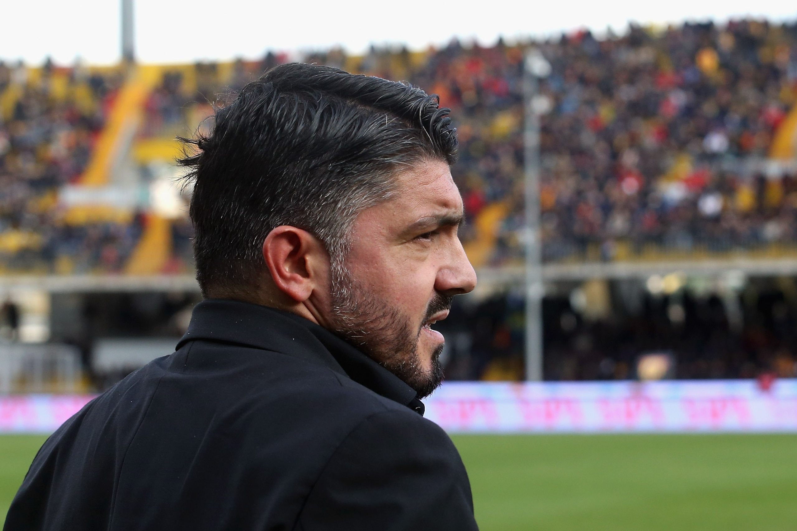BENEVENTO, ITALY - DECEMBER 03:  Head coach of Milan Gennaro Gattuso looks on during the Serie A match between Benevento Calcio and AC Milan at Stadio Ciro Vigorito on December 3, 2017 in Benevento, Italy.  (Photo by Maurizio Lagana/Getty Images)