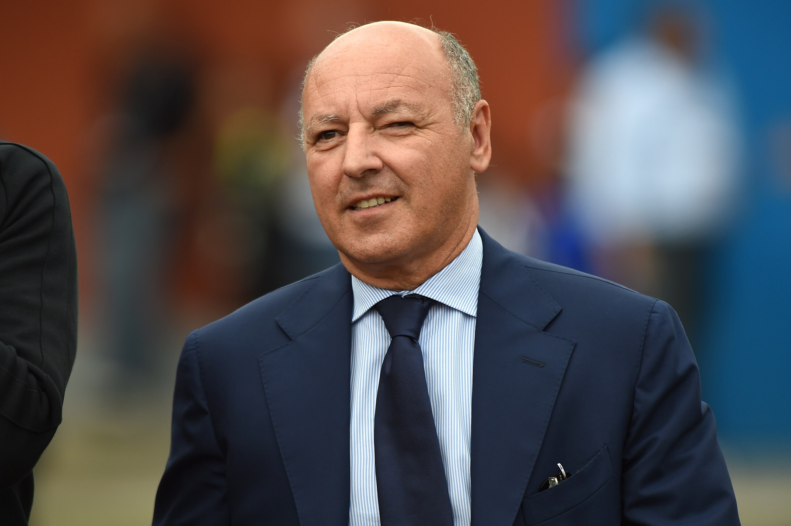 VILLAR PEROSA, ITALY - AUGUST 20:  Juventus FC general manager Beppe Marotta looks on prior to the pre-season friendly match between Juventus A and Juventus B on August 20, 2014 in Villar Perosa, Italy.  (Photo by Valerio Pennicino/Getty Images)