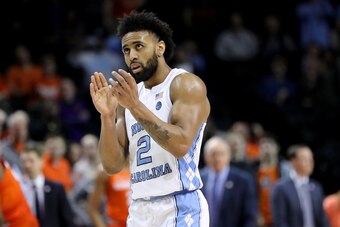 NEW YORK, NY - MARCH 07: Joel Berry II #2 of the North Carolina Tar Heels reacts in the second half against the Syracuse Orange during the second round of the ACC Men's Basketball Tournament at Barclays Center on March 7, 2018 in New York City.  (Photo by