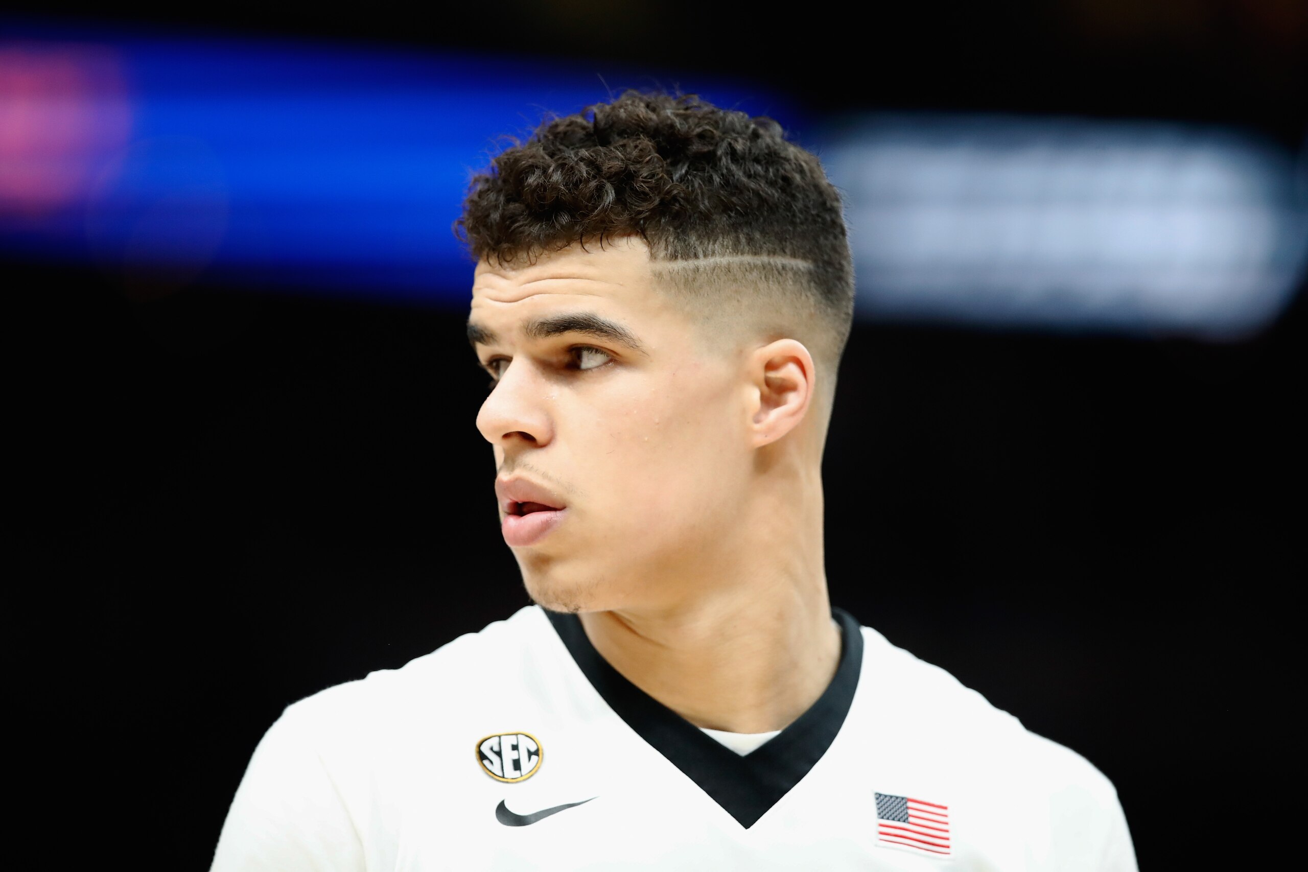 ST LOUIS, MO - MARCH 08: Michael Porter Jr #13 of the Missouri Tigers watches the action against the Georgia Bulldogs during the second round of the 2018 SEC Basketball Tournament at Scottrade Center on March 8, 2018 in St Louis, Missouri. (Photo by And ST LOUIS, MO - MARCH 08: Michael Porter Jr #13 of the Missouri Tigers watches the action against the Georgia Bulldogs during the second round of the 2018 SEC Basketball Tournament at Scottrade Center on March 8, 2018 in St Louis, Missouri. (Photo by And