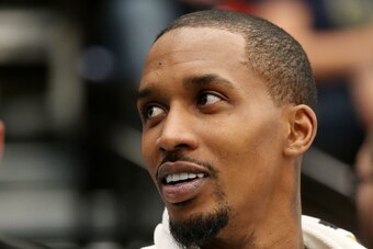 OSKOSH, WI - FEBRUARY 21:  Brandon Jennings #10 of the Wisconsin Herd looks on during the game against the Fort Wayne Mad Ants on FEBRUARY 21, 2018 at the Menominee Nation Arena in Oshkosh, Wisconsin. NOTE TO USER: User expressly acknowledges and agrees t