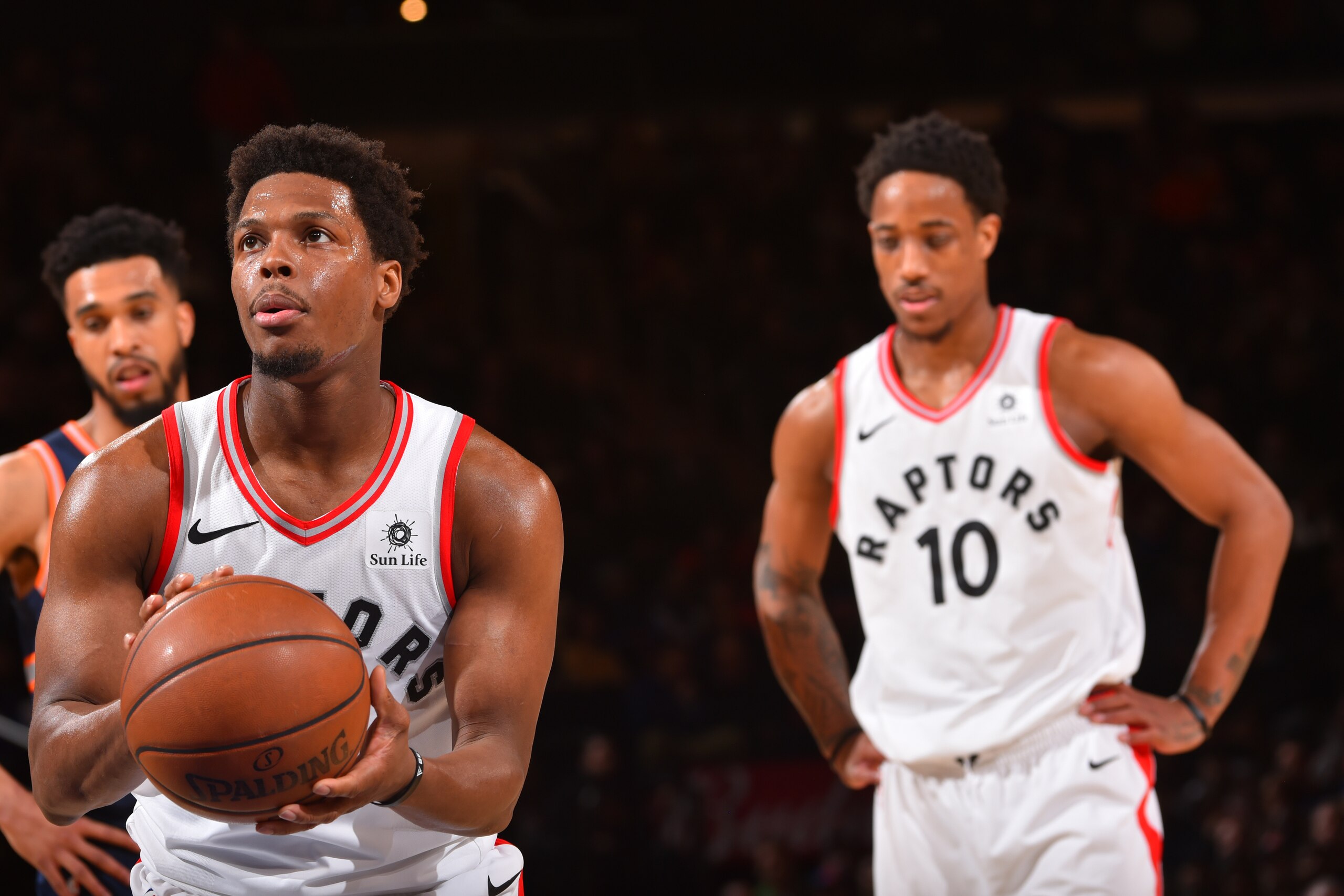 NEW YORK, NY - MARCH 11: Kyle Lowry #7 of the Toronto Raptors shoots a free throw against the New York Knicks on March 11, 2018 at Madison Square Garden in New York, NY. NOTE TO USER: User expressly acknowledges and agrees that, by downloading and or usi NEW YORK, NY - MARCH 11: Kyle Lowry #7 of the Toronto Raptors shoots a free throw against the New York Knicks on March 11, 2018 at Madison Square Garden in New York, NY. NOTE TO USER: User expressly acknowledges and agrees that, by downloading and or usi