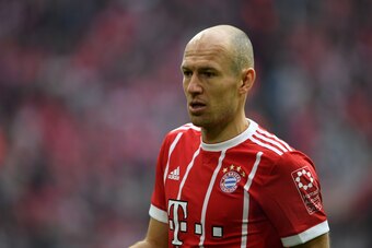 MUNICH, GERMANY - MARCH 10: Arjen Robben of Bayern Munich in action during the Bundesliga match between FC Bayern Muenchen and Hamburger SV at Allianz Arena on March 10, 2018 in Munich, Germany. (Photo by Etsuo Hara/Getty Images)