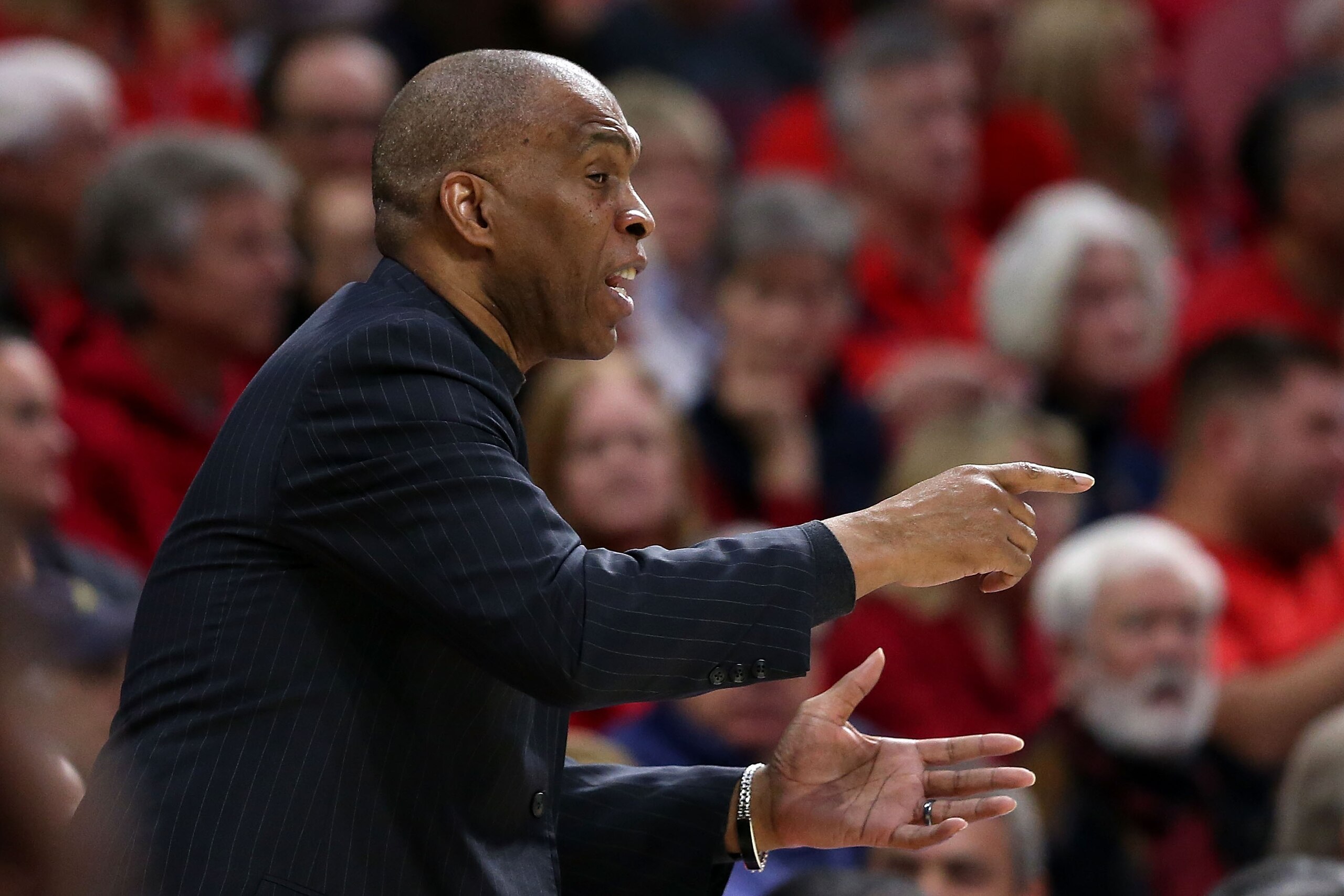 TUCSON, AZ - NOVEMBER 30:  Head coach Mike Davis of the Texas Southern Tigers during the first half of the NCAA college basketball game against the Arizona Wildcats at McKale Center on November 30, 2016 in Tucson, Arizona. Arizona won 83-65.  (Photo by Ch