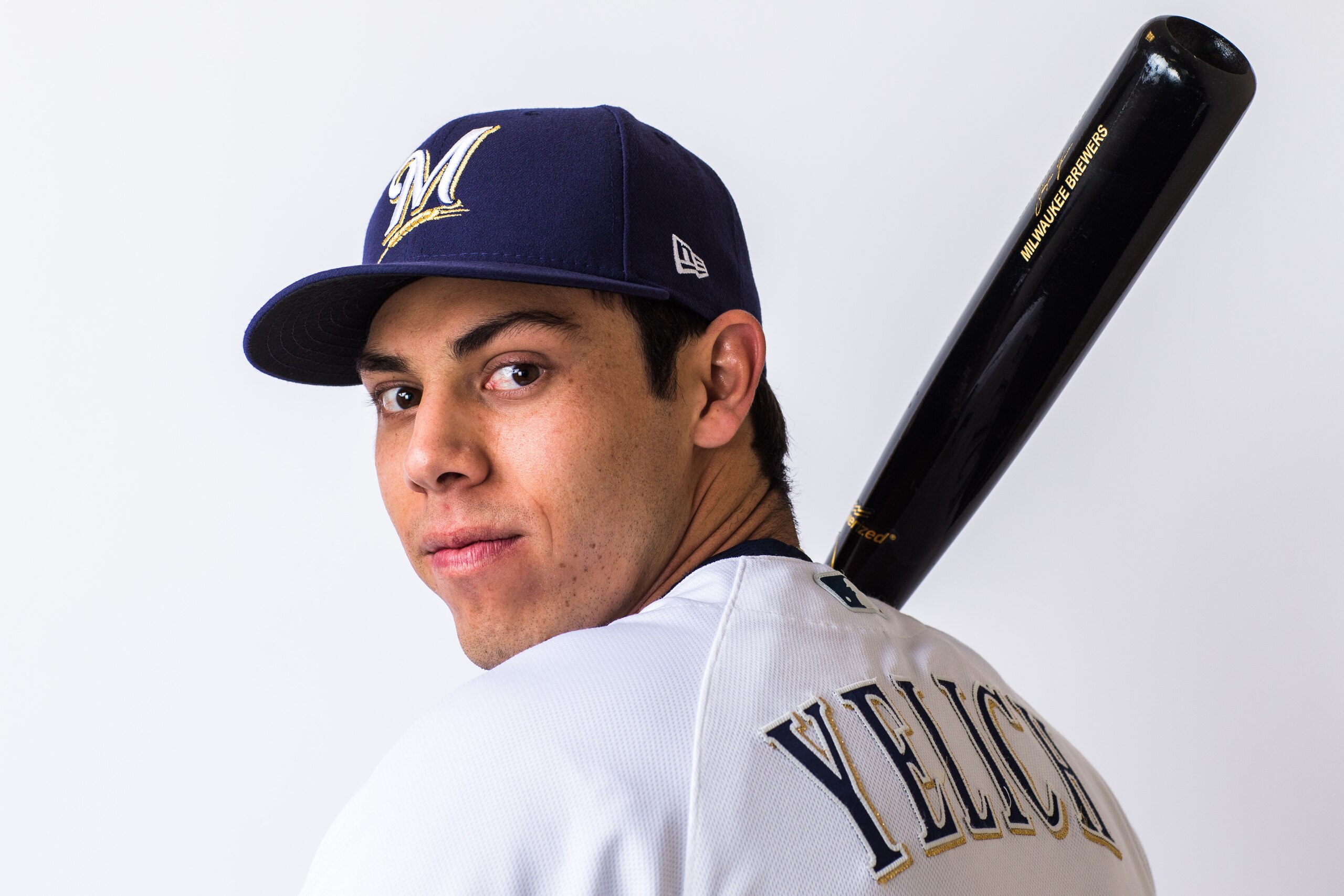 MARYVALE, AZ - FEBRUARY 22:  Christian Yelich of the Milwaukee Brewers poses for a portrait during Photo Day at the Milwaukee Brewers Spring Training Complex on February 22, 2018 in Maryvale, Arizona. (Photo by Rob Tringali/Getty Images)