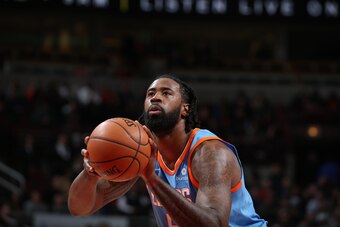 CHICAGO, IL - MARCH 13:  DeAndre Jordan #6 of the LA Clippers shoots a free throw against the Chicago Bulls on March 13, 2018 at the United Center in Chicago, Illinois. NOTE TO USER: User expressly acknowledges and agrees that, by downloading and or using