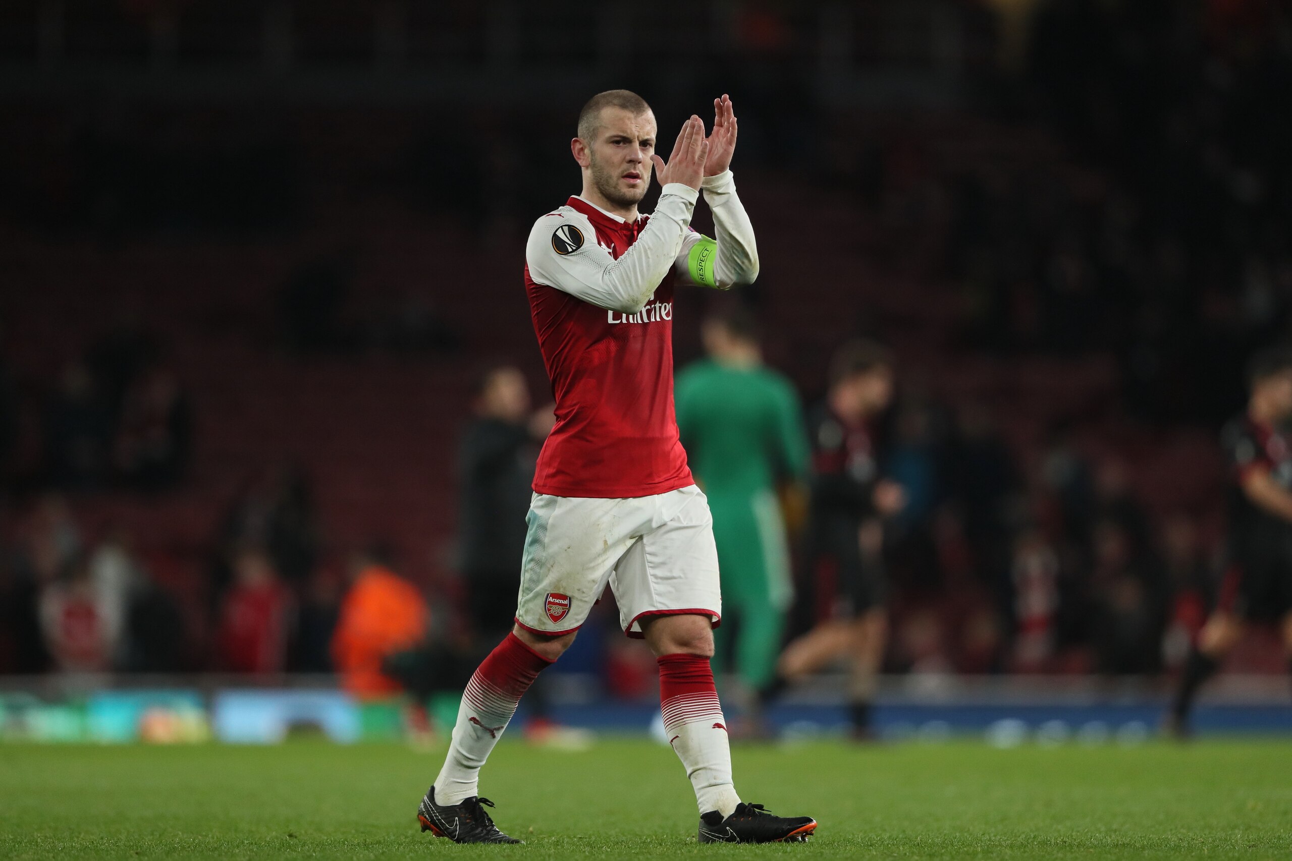 LONDON, ENGLAND - MARCH 15: Jack Wilshere of Arsenal during the UEFA Europa League Round of 16: Second Leg match between Arsenal and AC Milan at Emirates Stadium on March 15, 2018 in London, England. (Photo by Matthew Ashton - AMA/Getty Images)