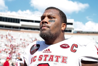 TALLAHASSEE, FL - SEPTEMBER 23: Defensive End Bradley Chubb #9 of the North Carolina State Wolfpack after the game against the Florida State Seminoles at Doak Campbell Stadium on Bobby Bowden Field on September 23, 2017 in Tallahassee, Florida. NC State d