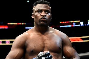 BOSTON, MA - JANUARY 20:  Francis Ngannou of Cameroon enters the Octagon before facing Stipe Miocic in their heavyweight championship bout during the UFC 220 event at TD Garden on January 20, 2018 in Boston, Massachusetts. (Photo by Brandon Magnus/Zuffa L