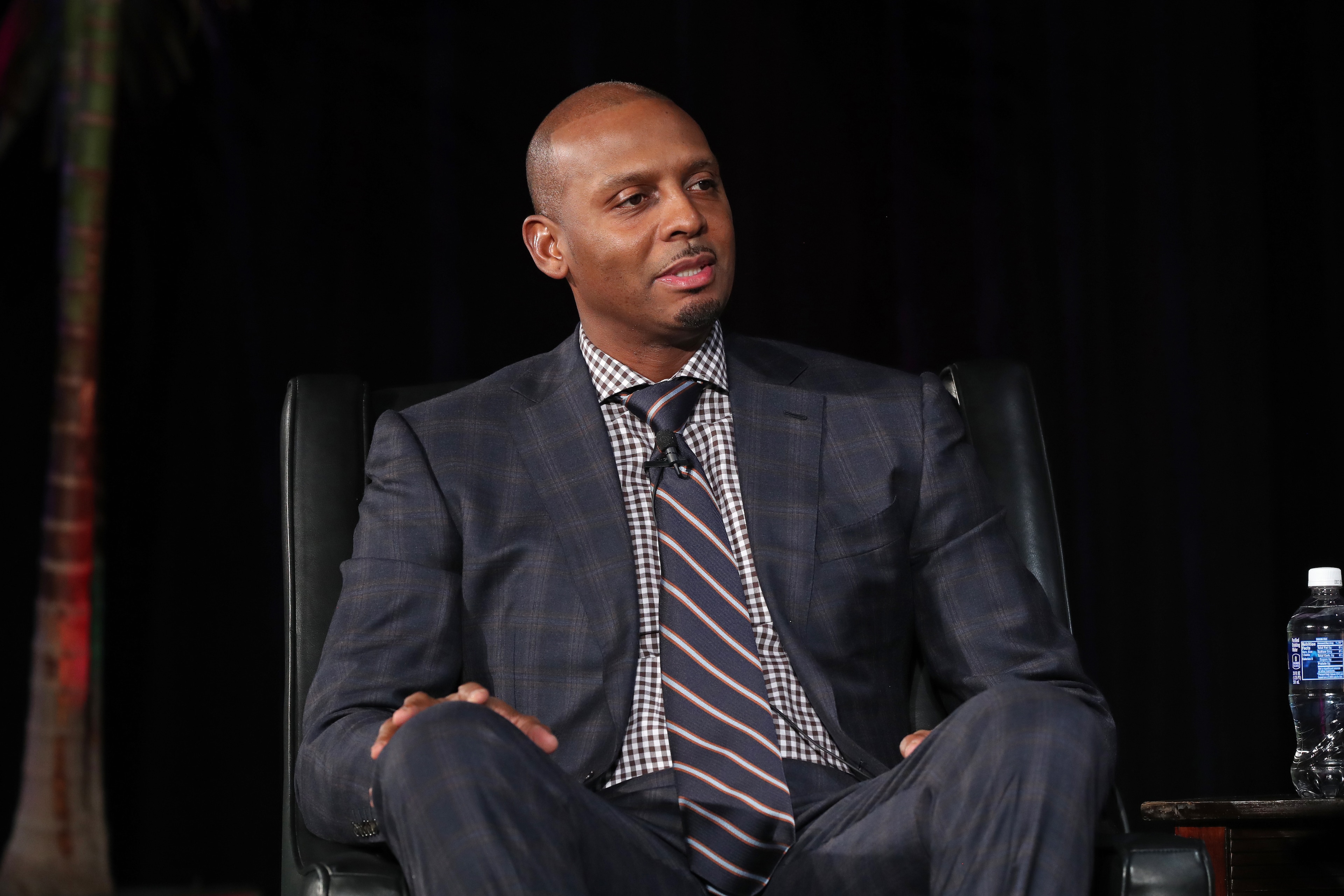 MEMPHIS, TN - JANUARY 15:  Anfernee 'Penny' Hardaway speaks during the Martin Luther King, Jr. symposium on January 15, 2018 at FedExForum in Memphis, Tennessee. NOTE TO USER: User expressly acknowledges and agrees that, by downloading and or using this p