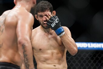 EDMONTON, AB - SEPTEMBER 09:  Jeremy Stephens, left, fights Gilbert Melendez during UFC 215 at Rogers Place on September 9, 2017 in Edmonton, Canada. (Photo by Codie McLachlan/Getty Images)