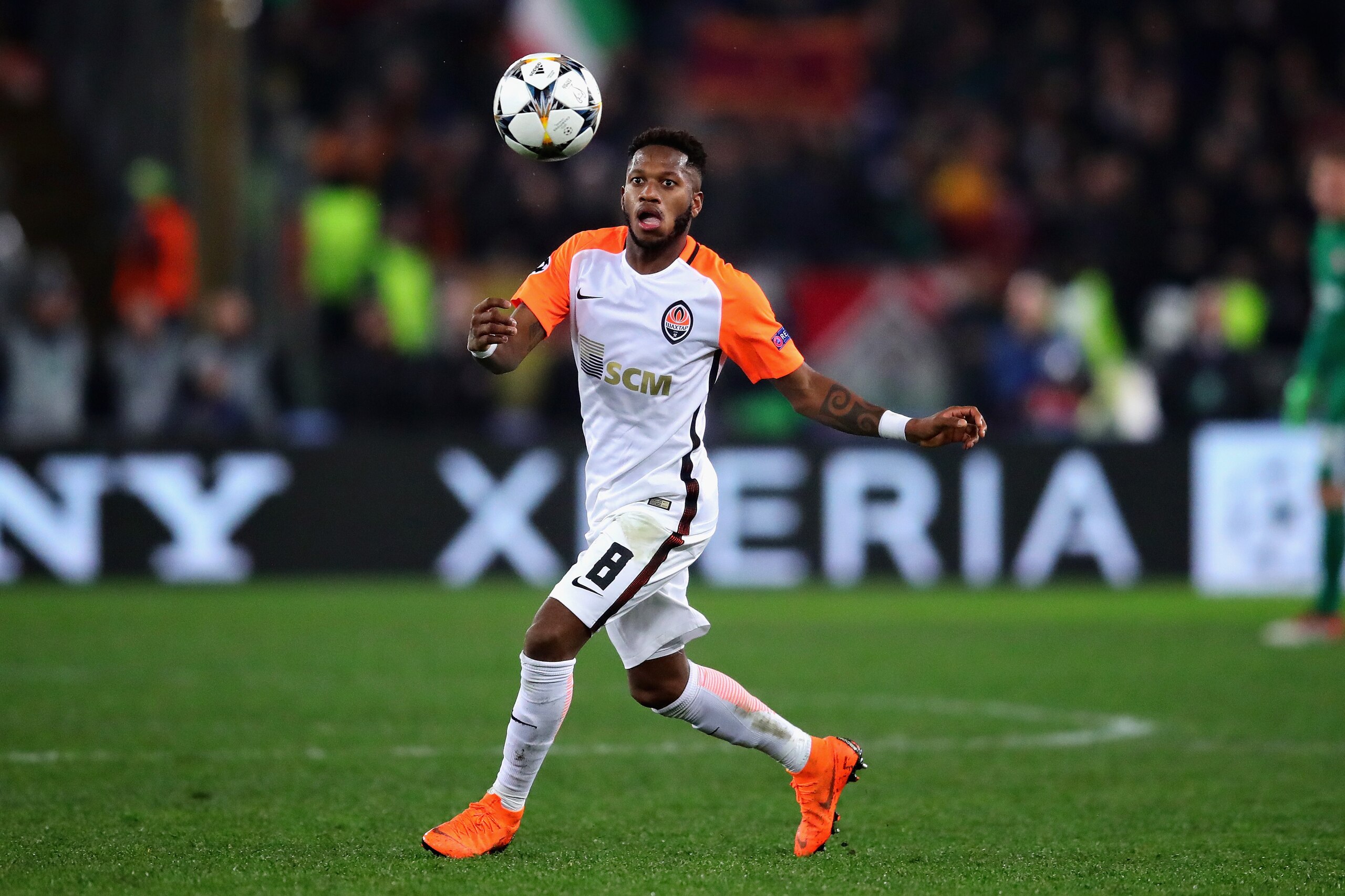 ROME, ITALY - MARCH 13:  Fred of Shakhtar Donetsk in action during the UEFA Champions League Round of 16 Second Leg match between AS Roma and Shakhtar Donetsk at Stadio Olimpico on March 13, 2018 in Rome, Italy.  (Photo by Chris Brunskill Ltd/Getty Images
